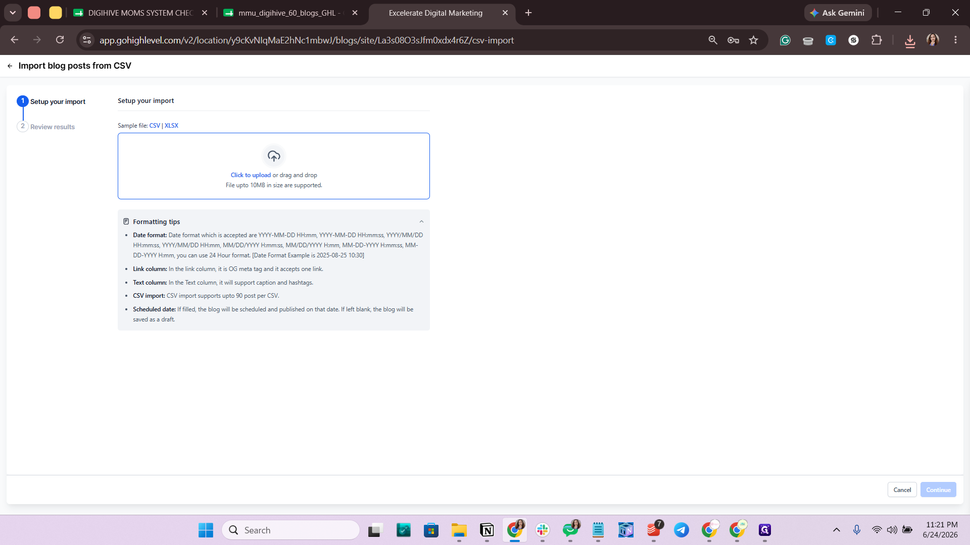 Step #10: Click the Click to upload or drag and drop area to open your file explorer.