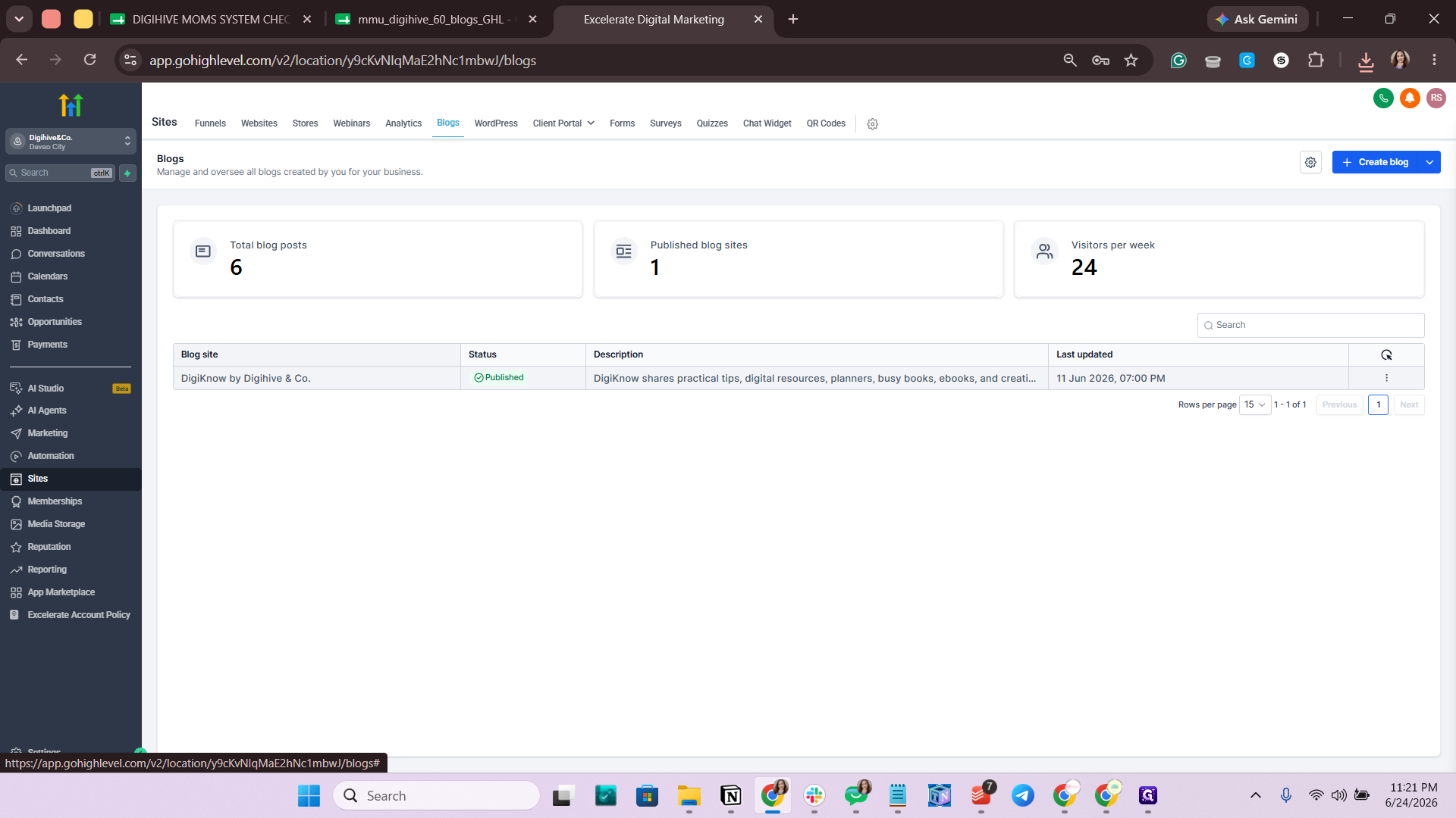 Step #6: Select the blog you want to update.