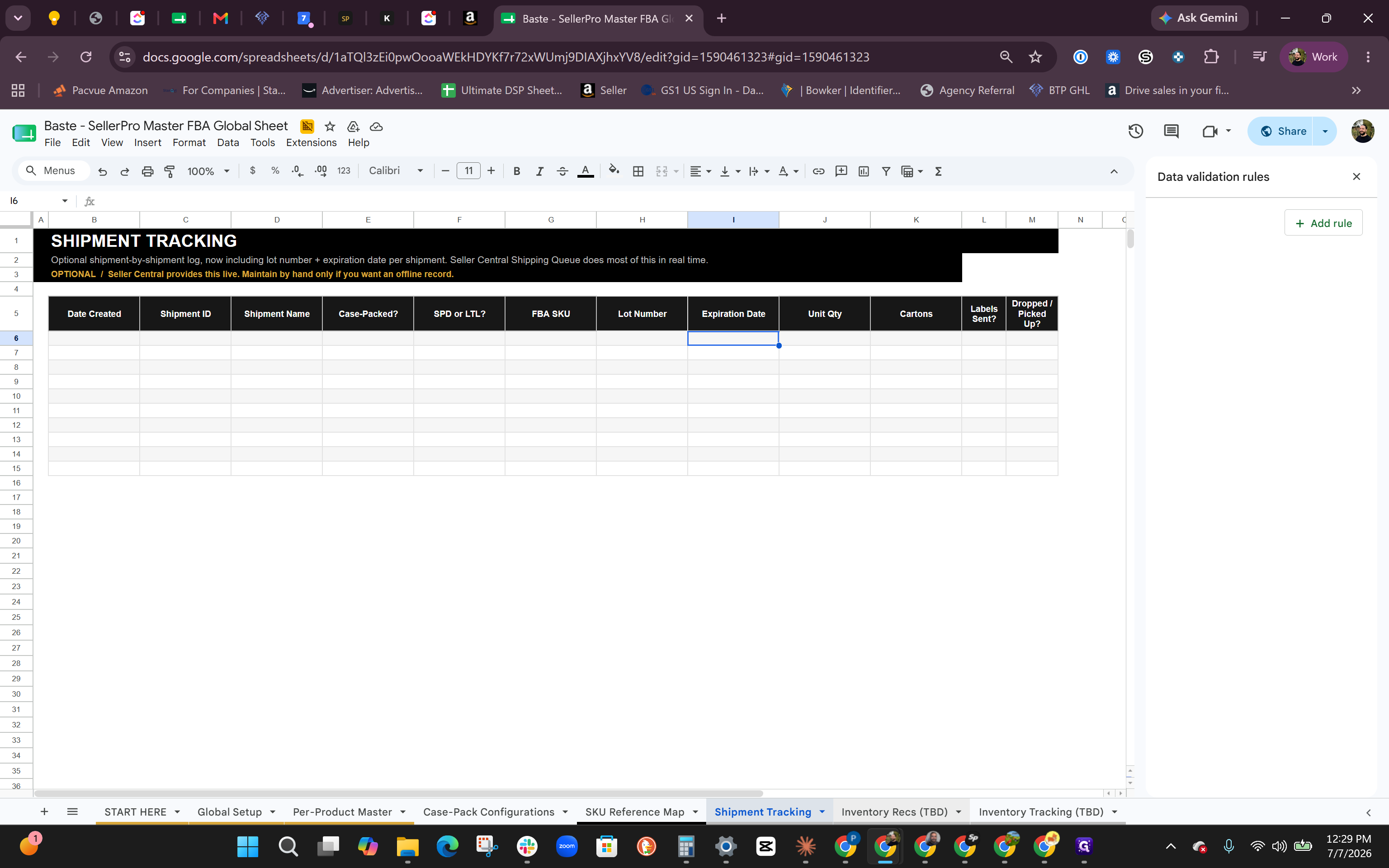 Step #12: Input the updated expiration dates and lot numbers every time a new batch is produced and prepared for Amazon.