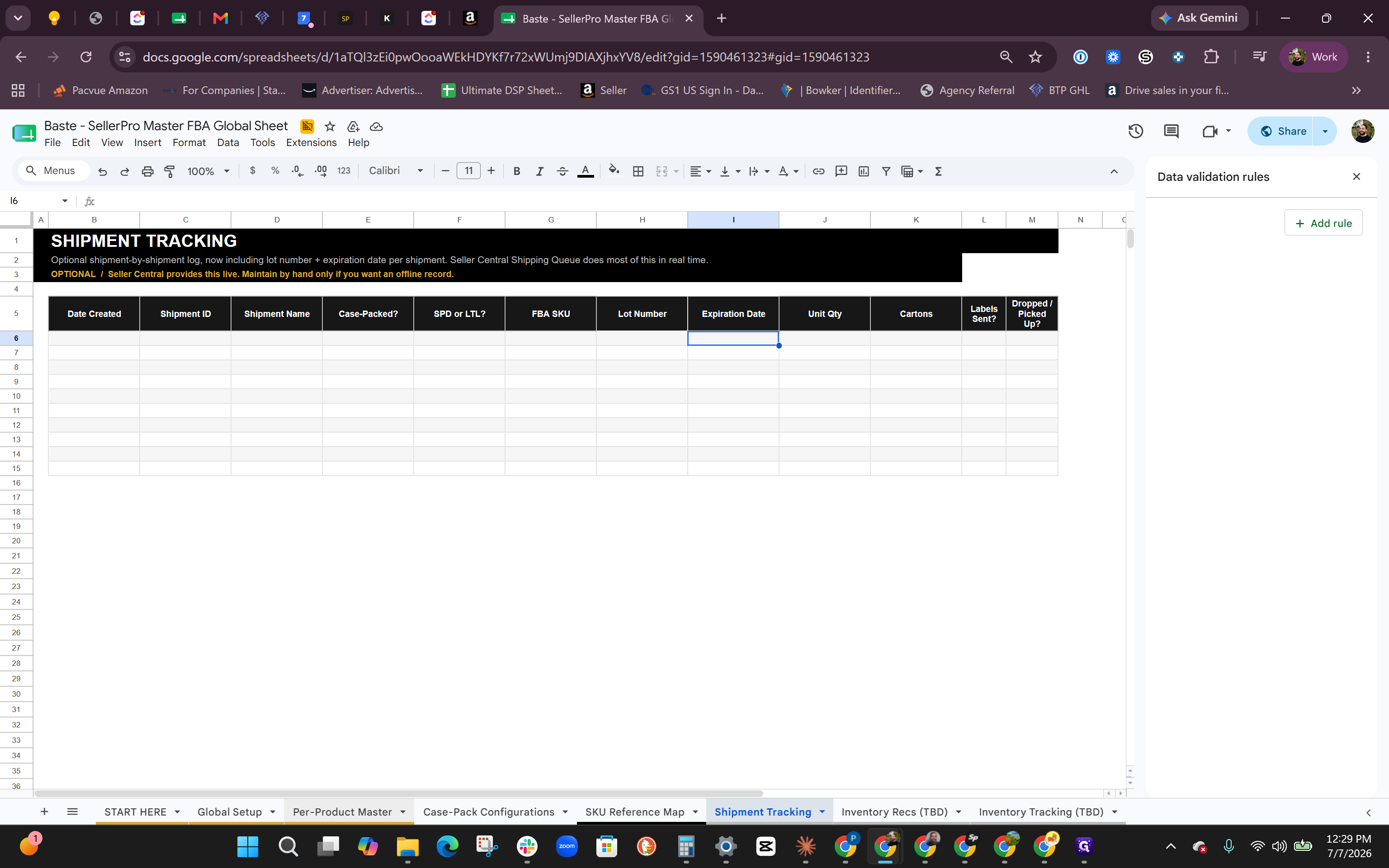 Step #11: Locate the Expiration Date column for the active shipment.