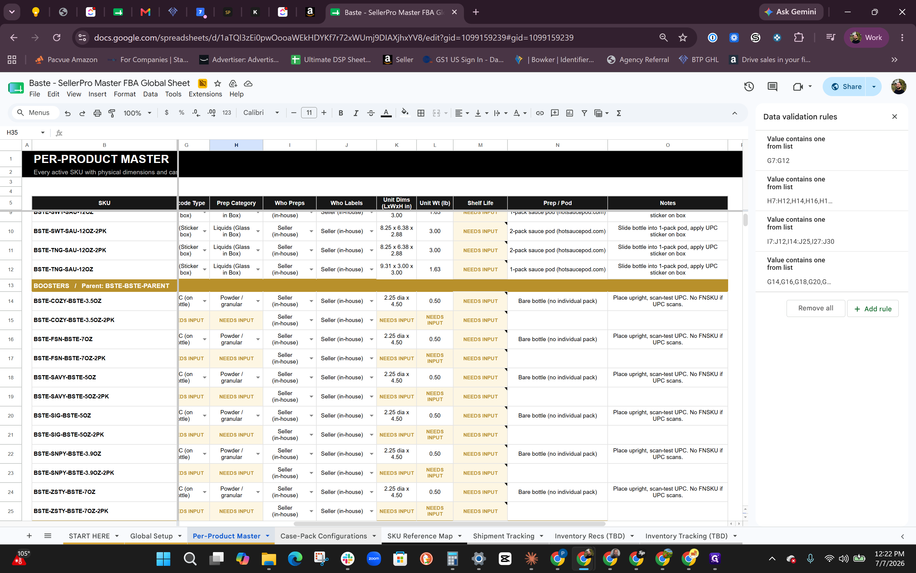Step #3: Click the Case-Pack Configurations tab at the bottom of the screen.