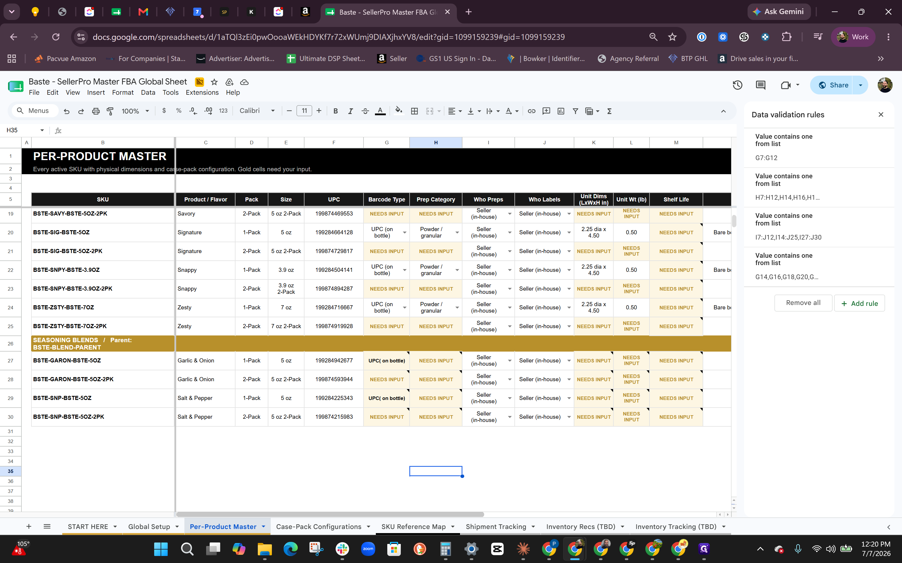 Step #2: Locate the Shelf Life column and input the static shelf life (e.g., 18 months) for applicable products, or enter N/A for items that use expiration dates instead.