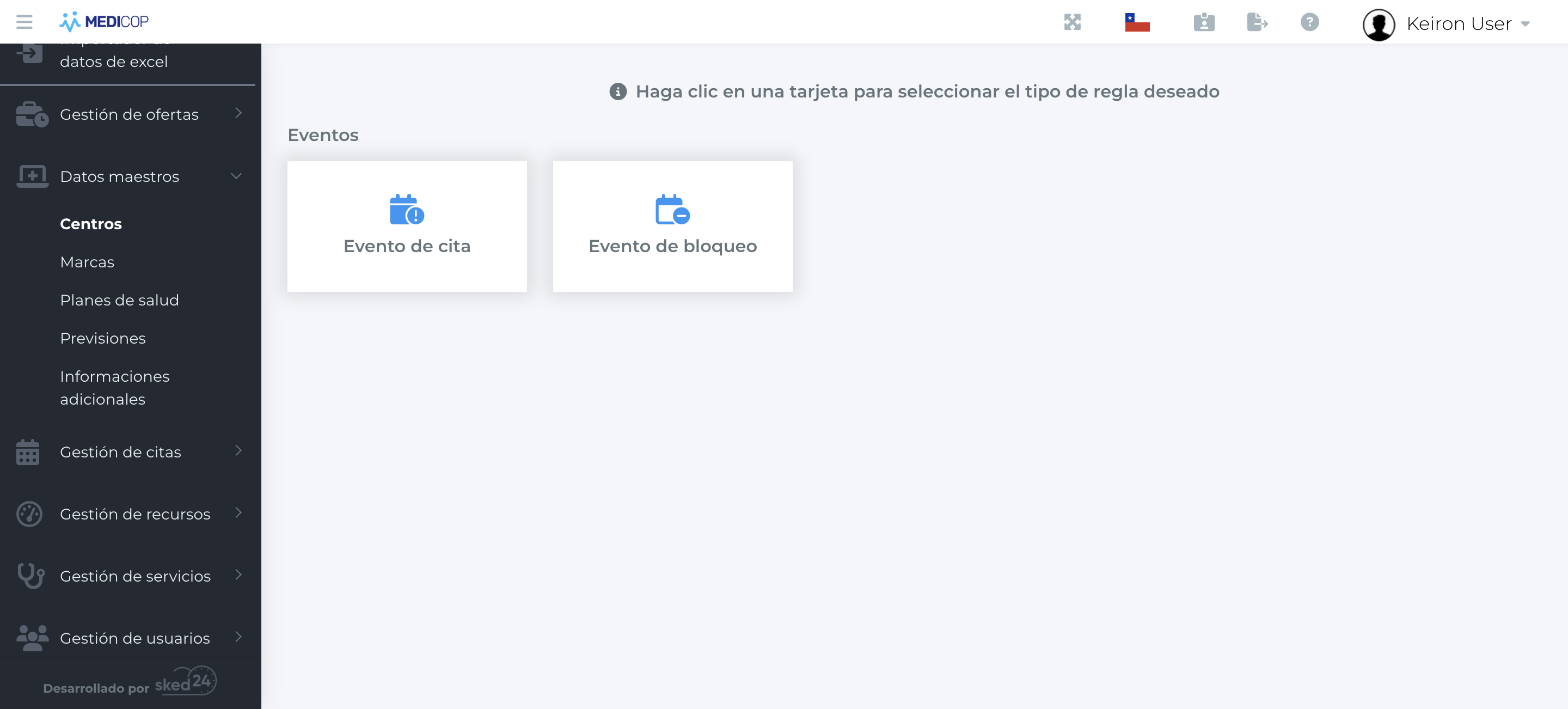 Step #3: Hagan clic en "Centros"
