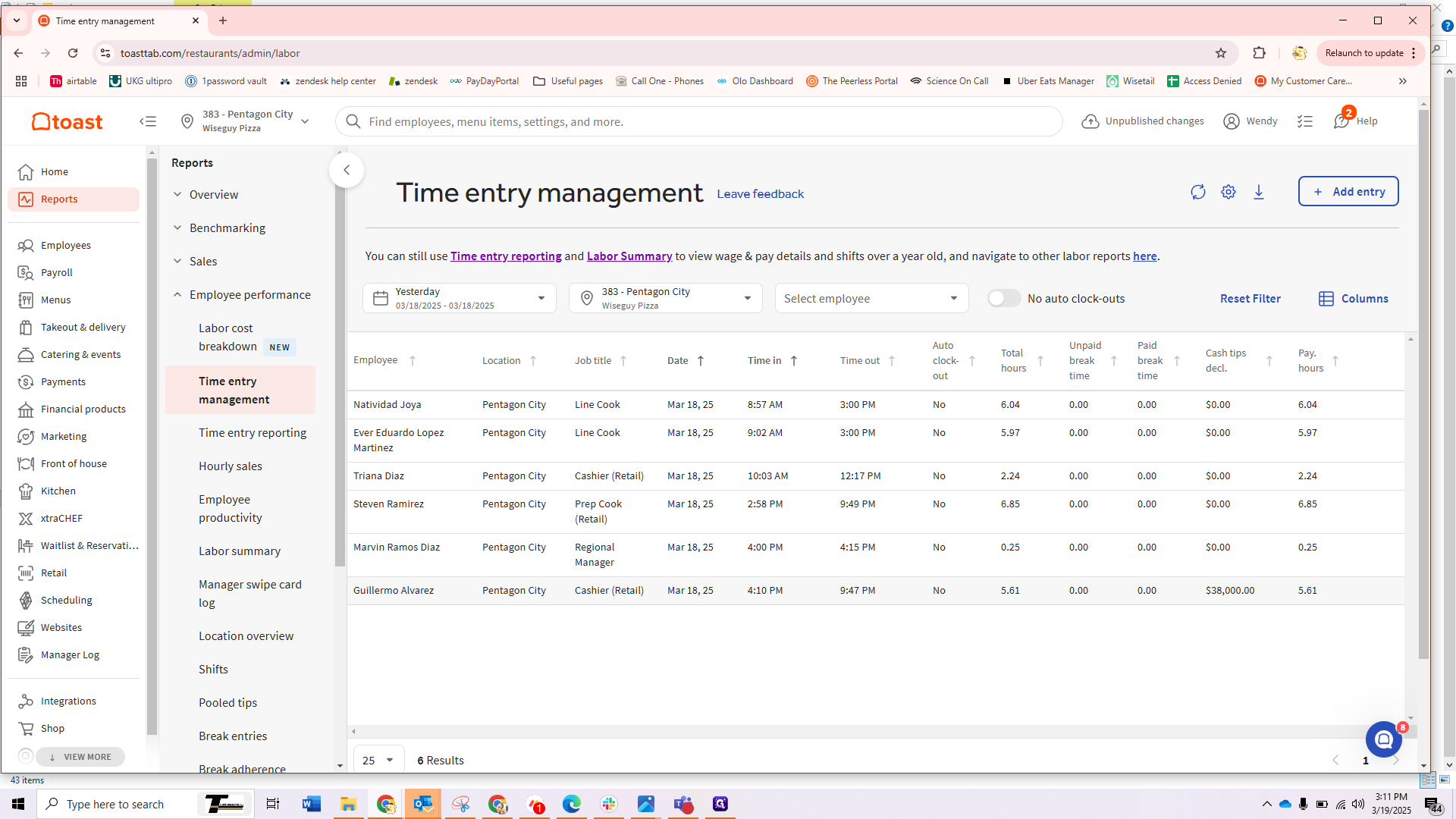 Step #6: Select the employee who's tips need adjusted.