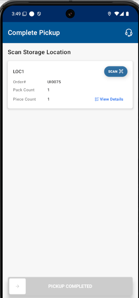 Step #51: The rider has completed the pickup and scanned the location.