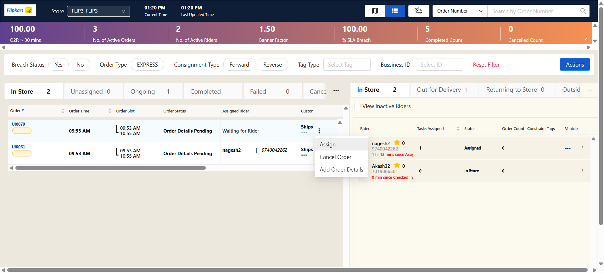 Step #37: Choose the available riders from the list and allocate the pending orders to them by selecting the "Assign Order" option. Confirm the assignment to complete the process.