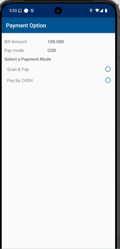 Step #54: The rider has the option to choose between cash or online payment.