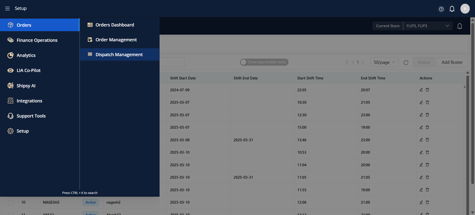 Step #36: select "Dispatch Management" from the menu.
