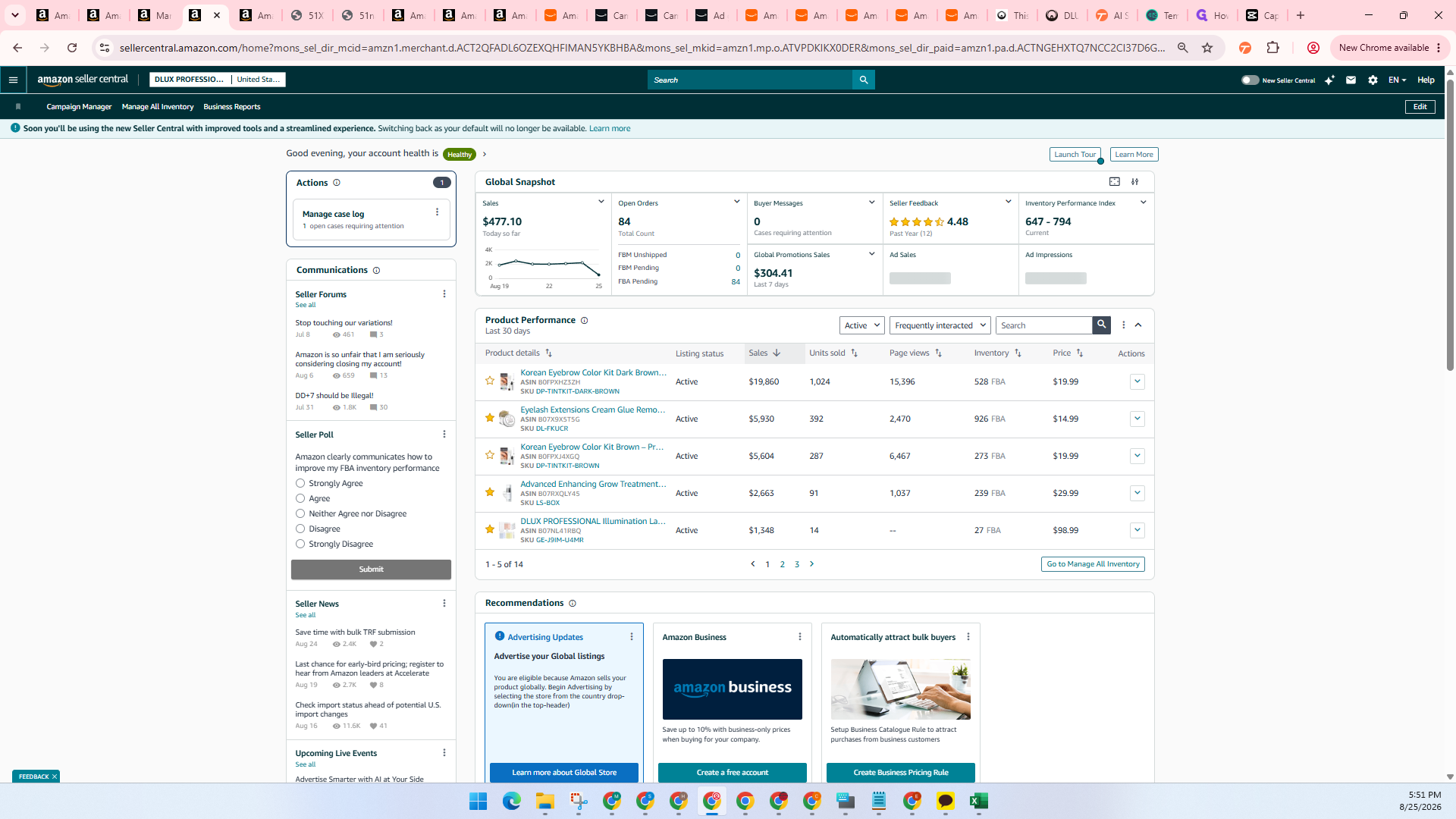 Step #21: Click the main menu icon in Seller Central.
