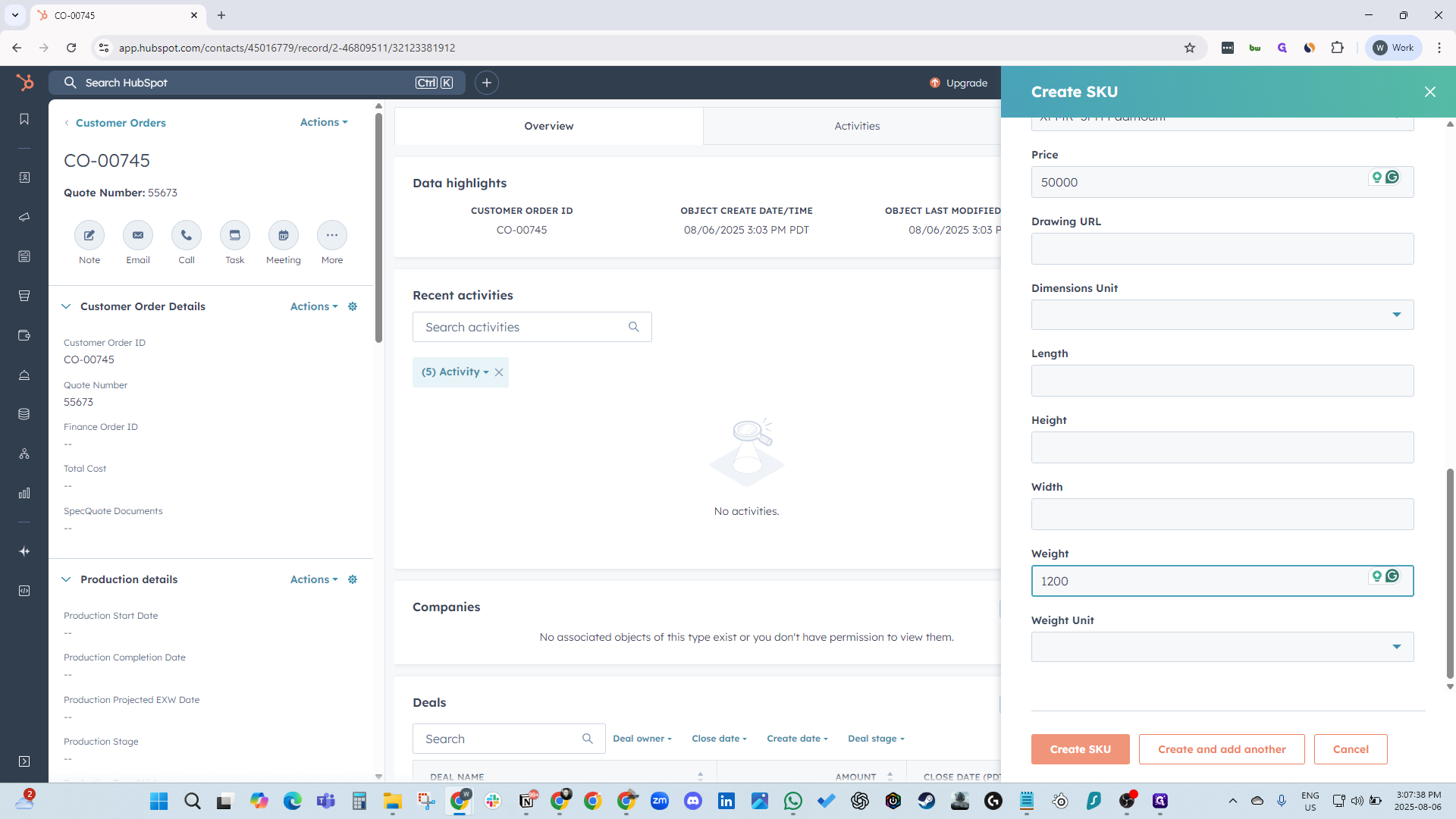 Step #53: Click on "Create SKU"