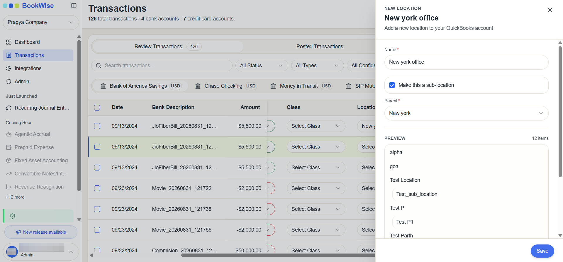 Step #8: Click Save to finalize the sub-location.
