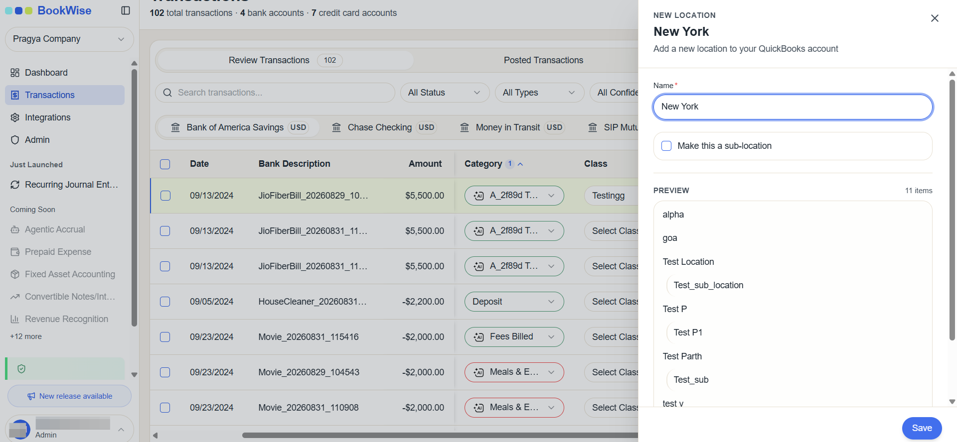 Step #5: Click Save to create the new location.