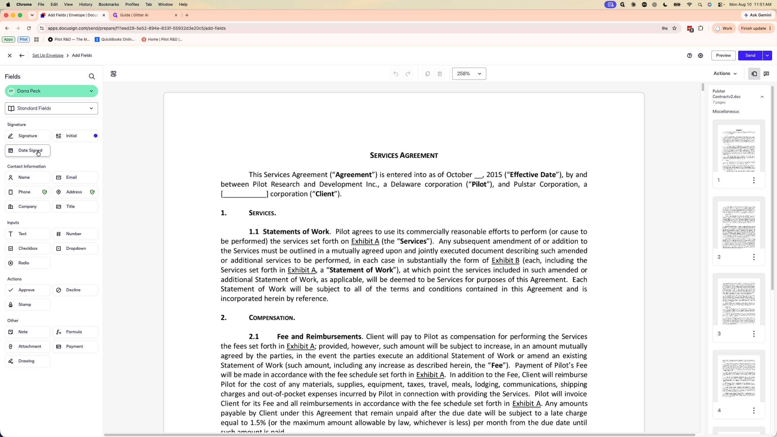 Step #18: Click and drag the Date Signed field onto the document.