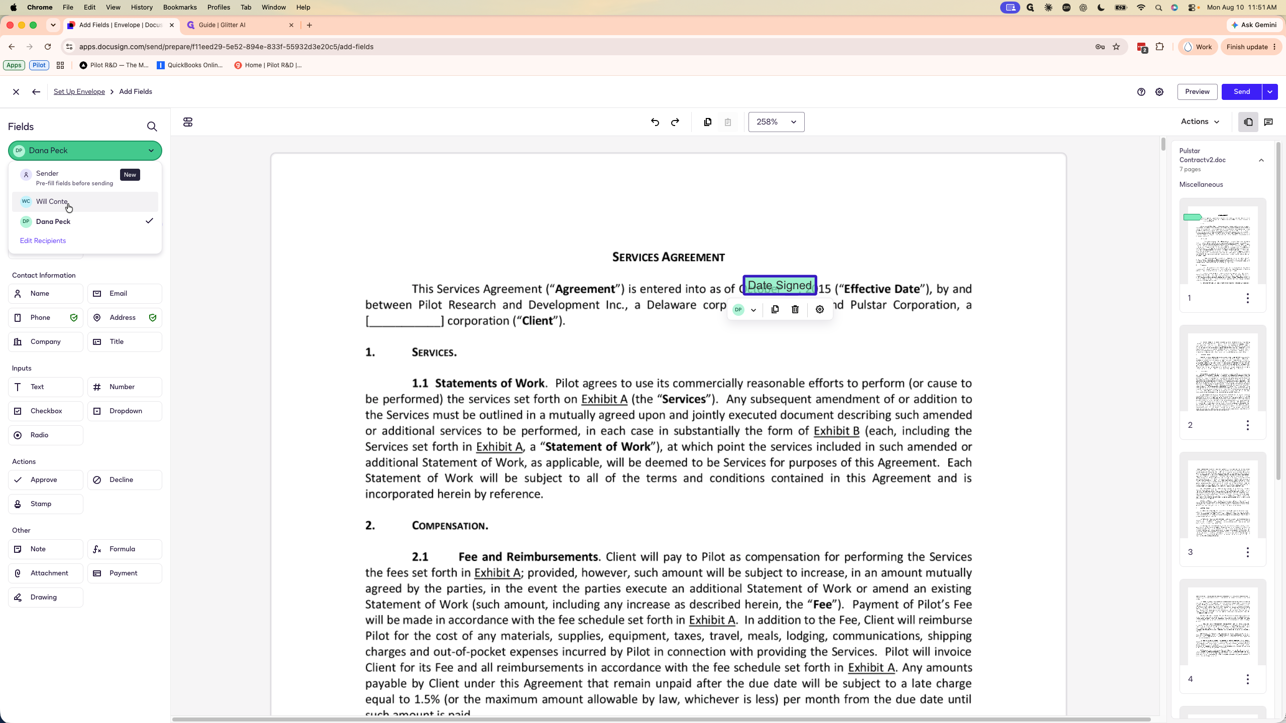 Step #19: Select the client from the recipient dropdown.
