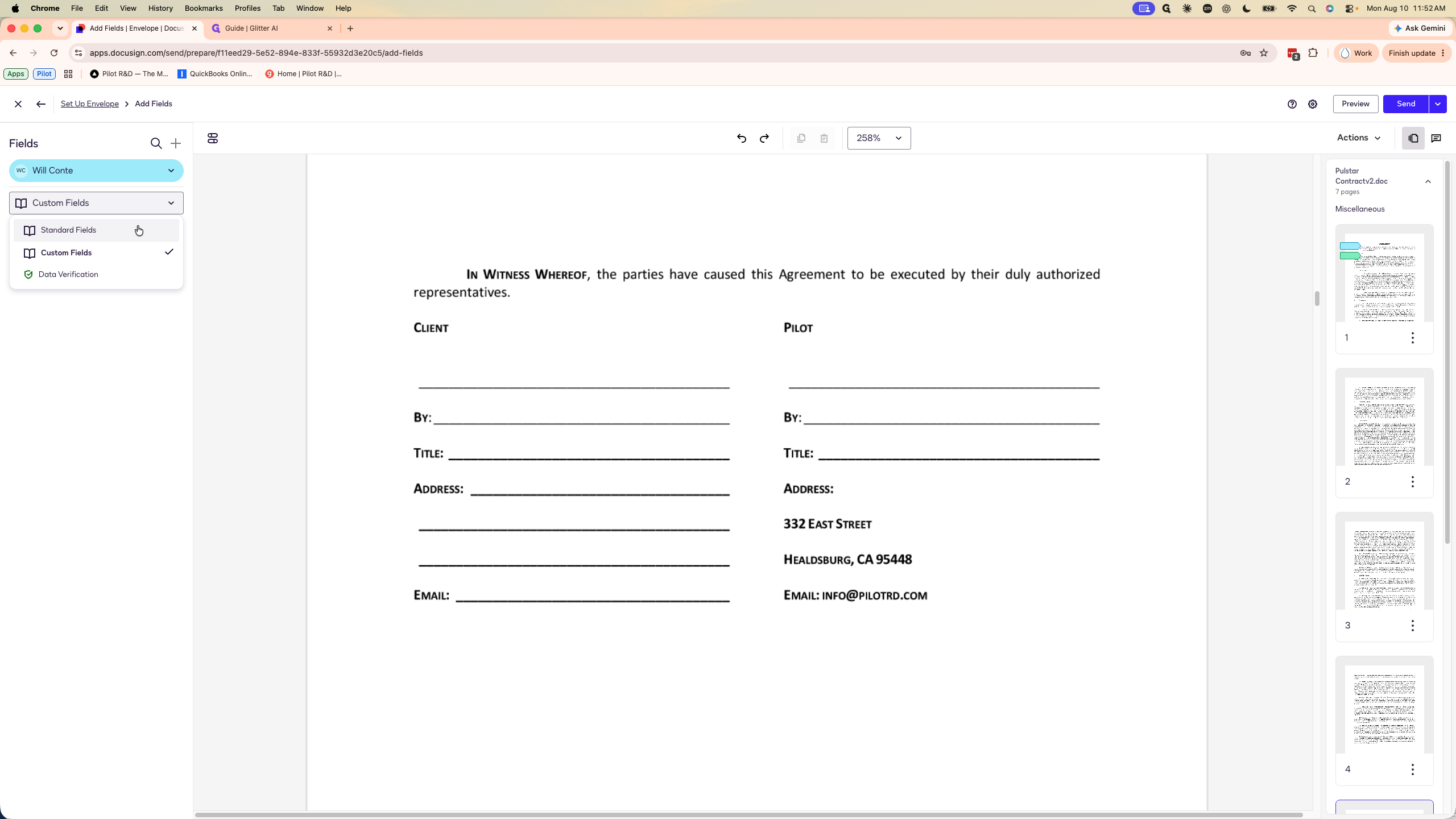 Step #23: Return to Standard Fields and scroll down to the signature block.