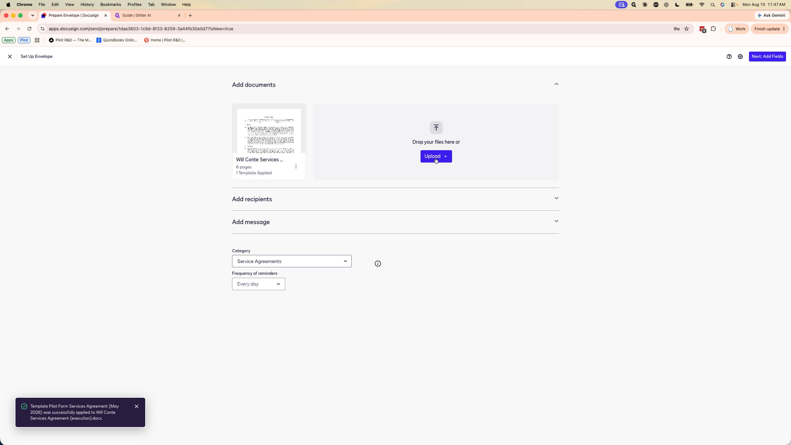 Step #3: Click Upload again to attach the corresponding Statement of Work (SOW).