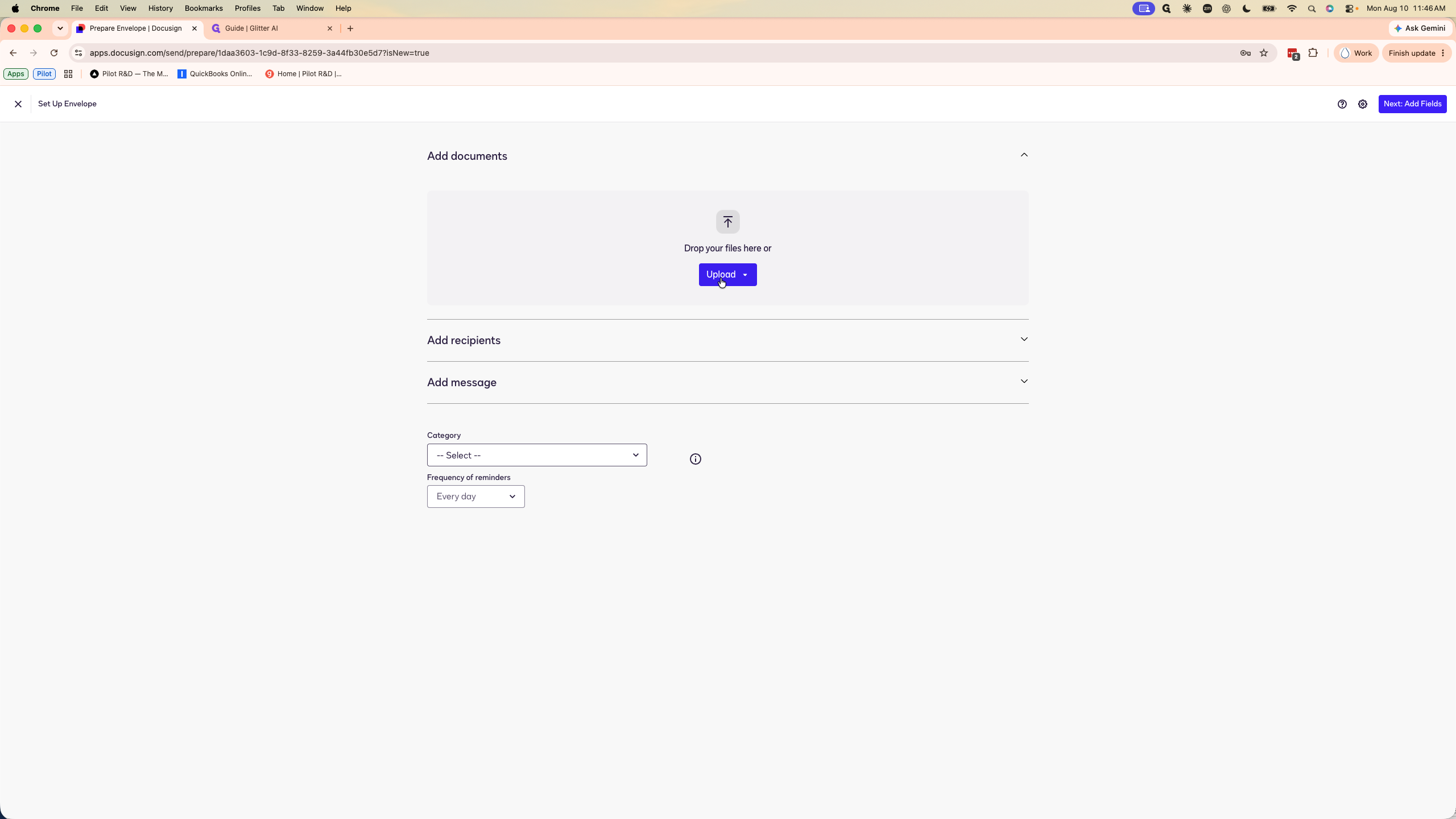 Step #2: Click Upload and select your revised contract.