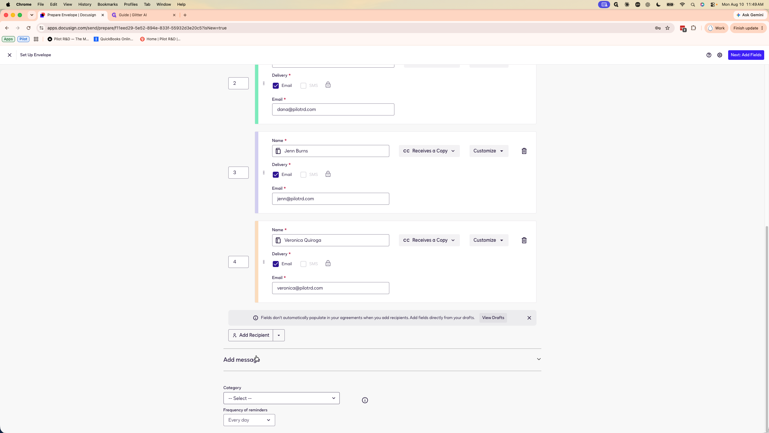 Step #11: Expand the Add message section.