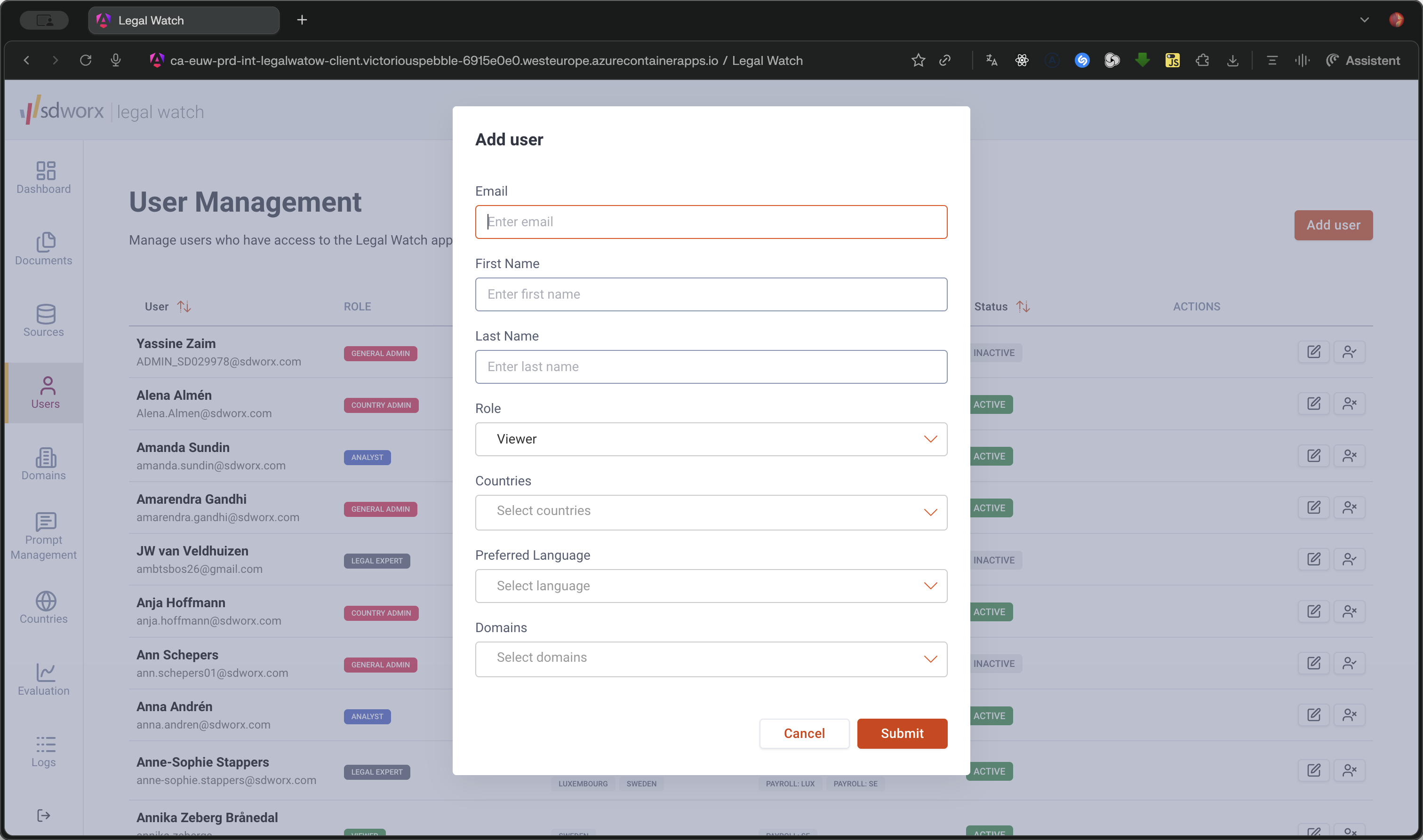 Step #4: Click on the Enter email field to begin providing the new user's details.