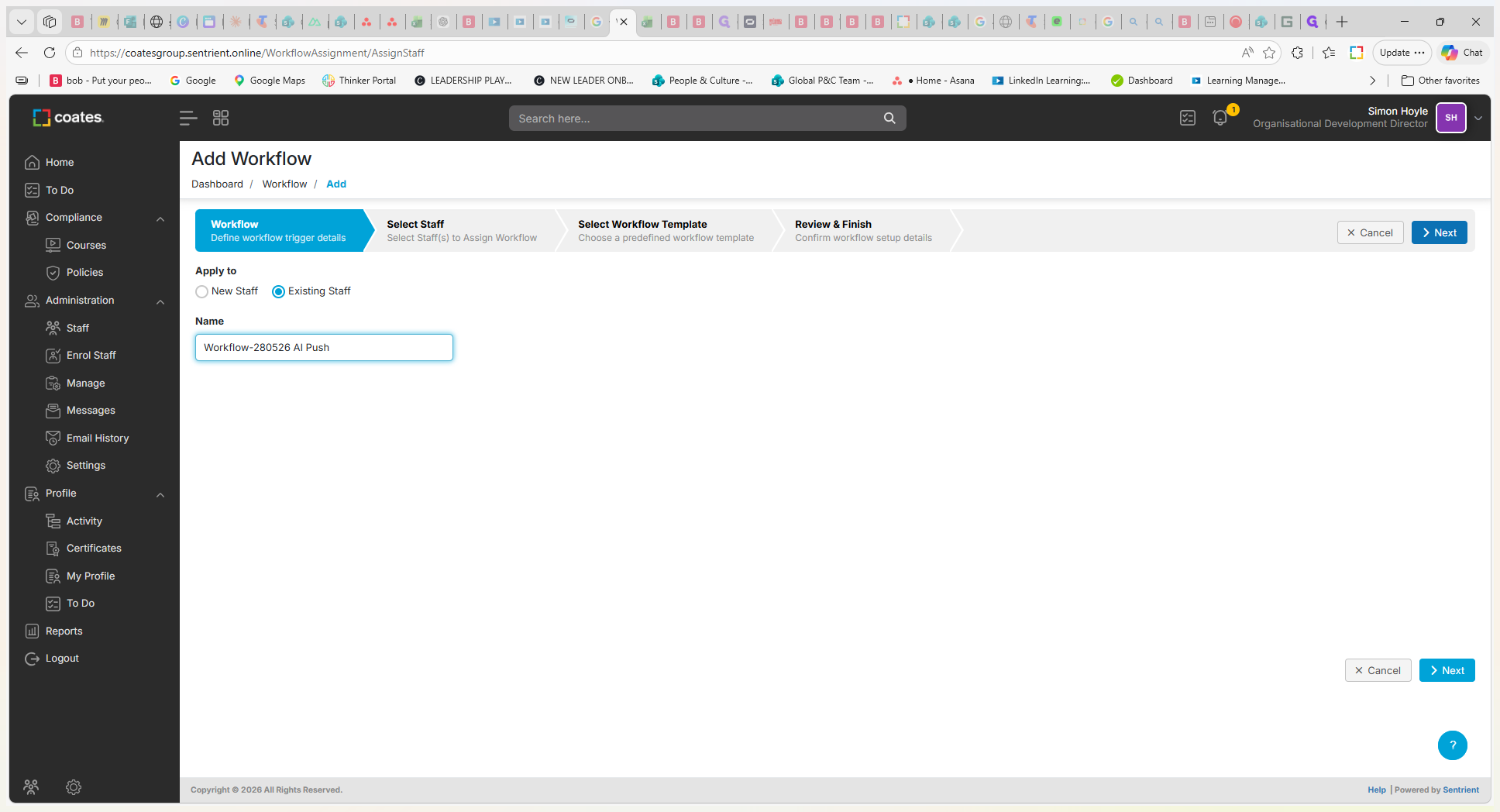 Step #6: Click Next to proceed to staff selection.
