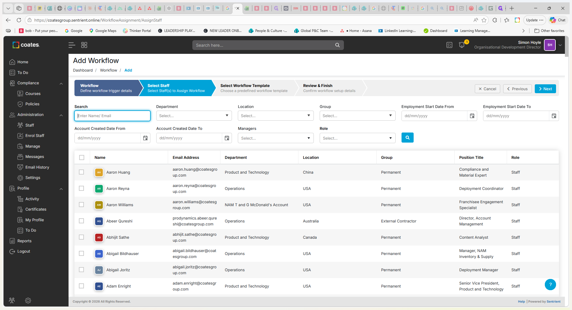 Step #7: Search for and select the employees you want to receive the workflow.