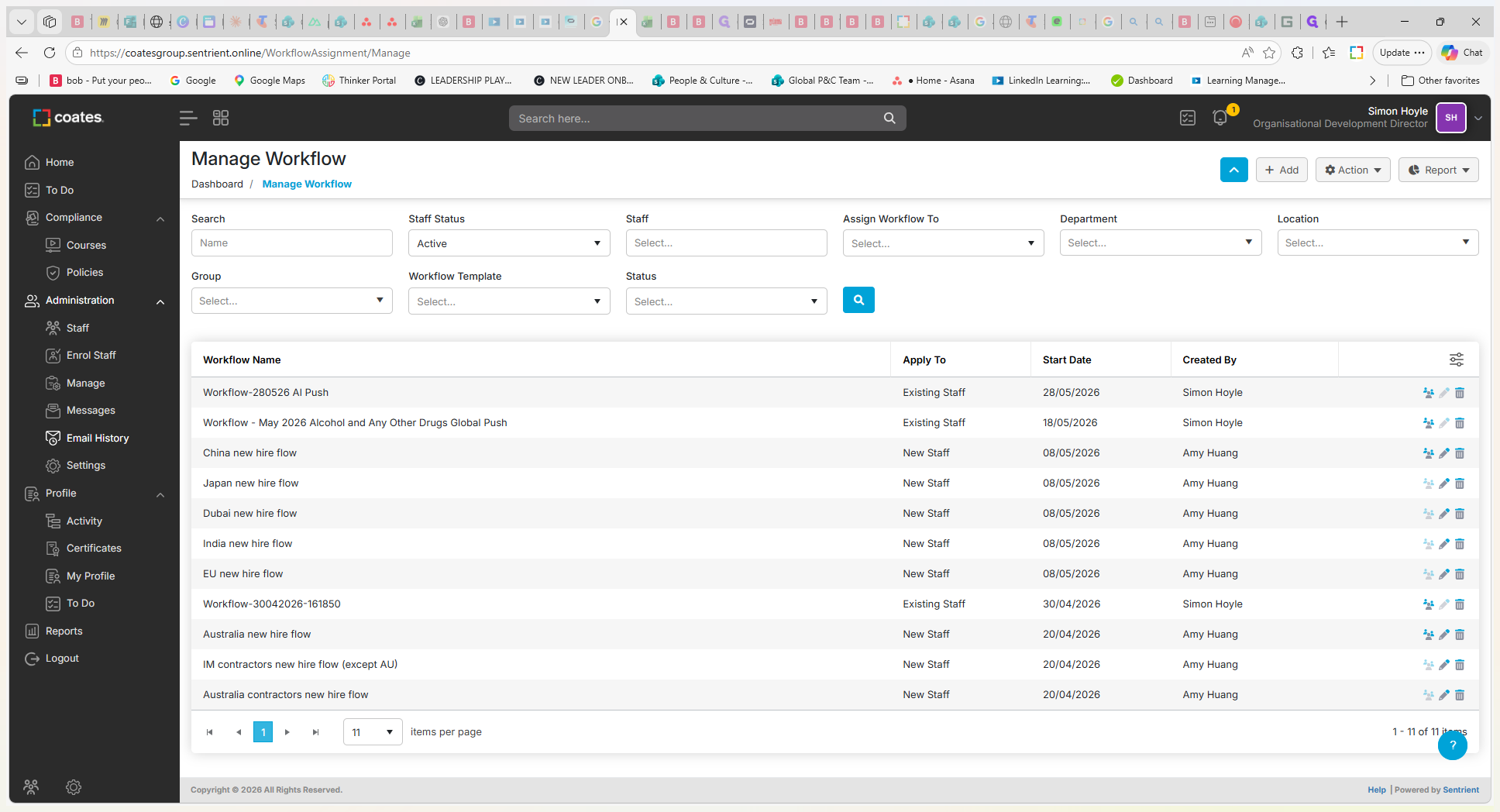 Step #15: Click Email History to view recently dispatched notifications.