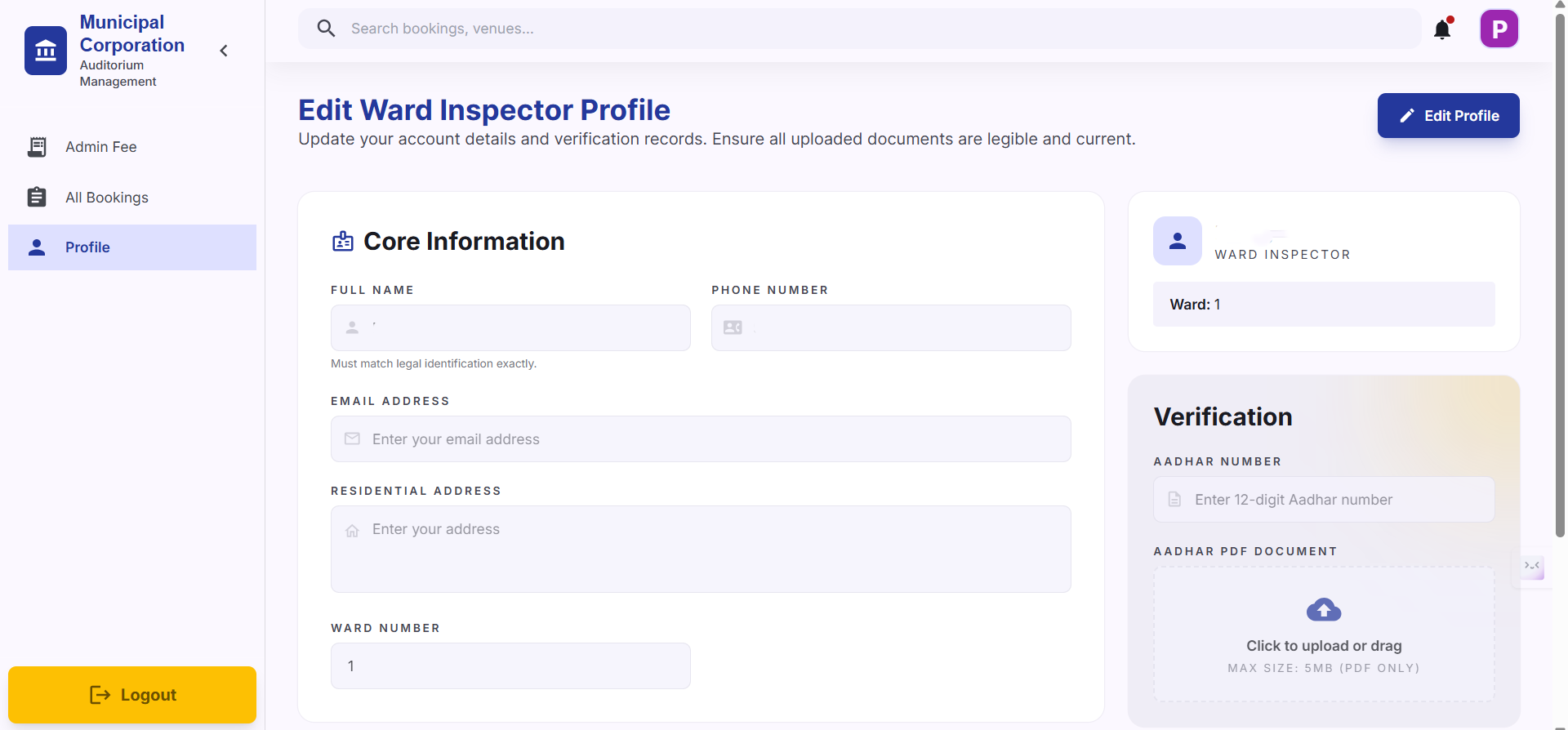 Step #7: In Profile tab, You can view and edit your details. Click the Edit button in the top right corner to modify your profile.