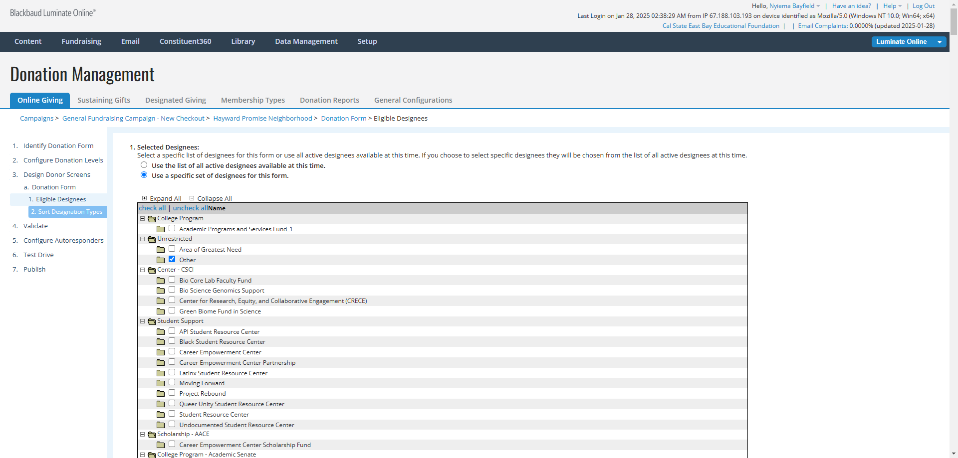 Step #3: Click on "Sort Designation Types"