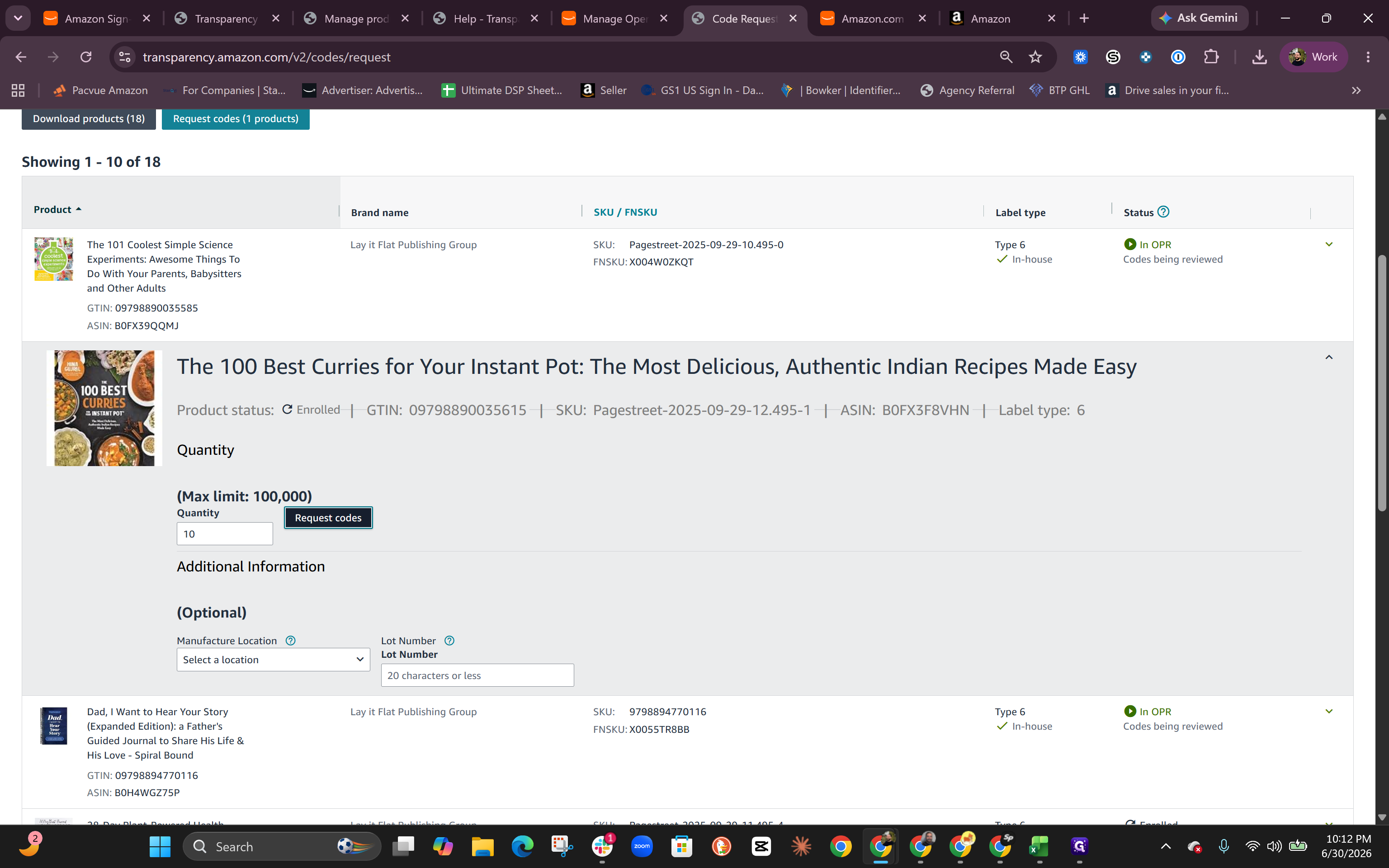 Step #6: Click Request codes.