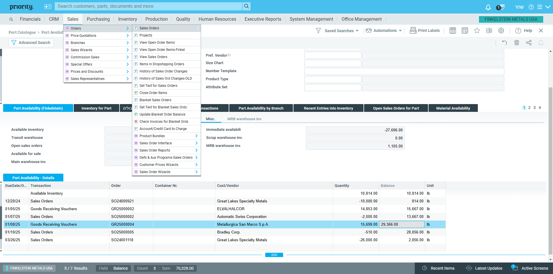 Step #20: Click on "Sales Orders"-Click on "Sales"-Enter the Orders screen, click Sales Order