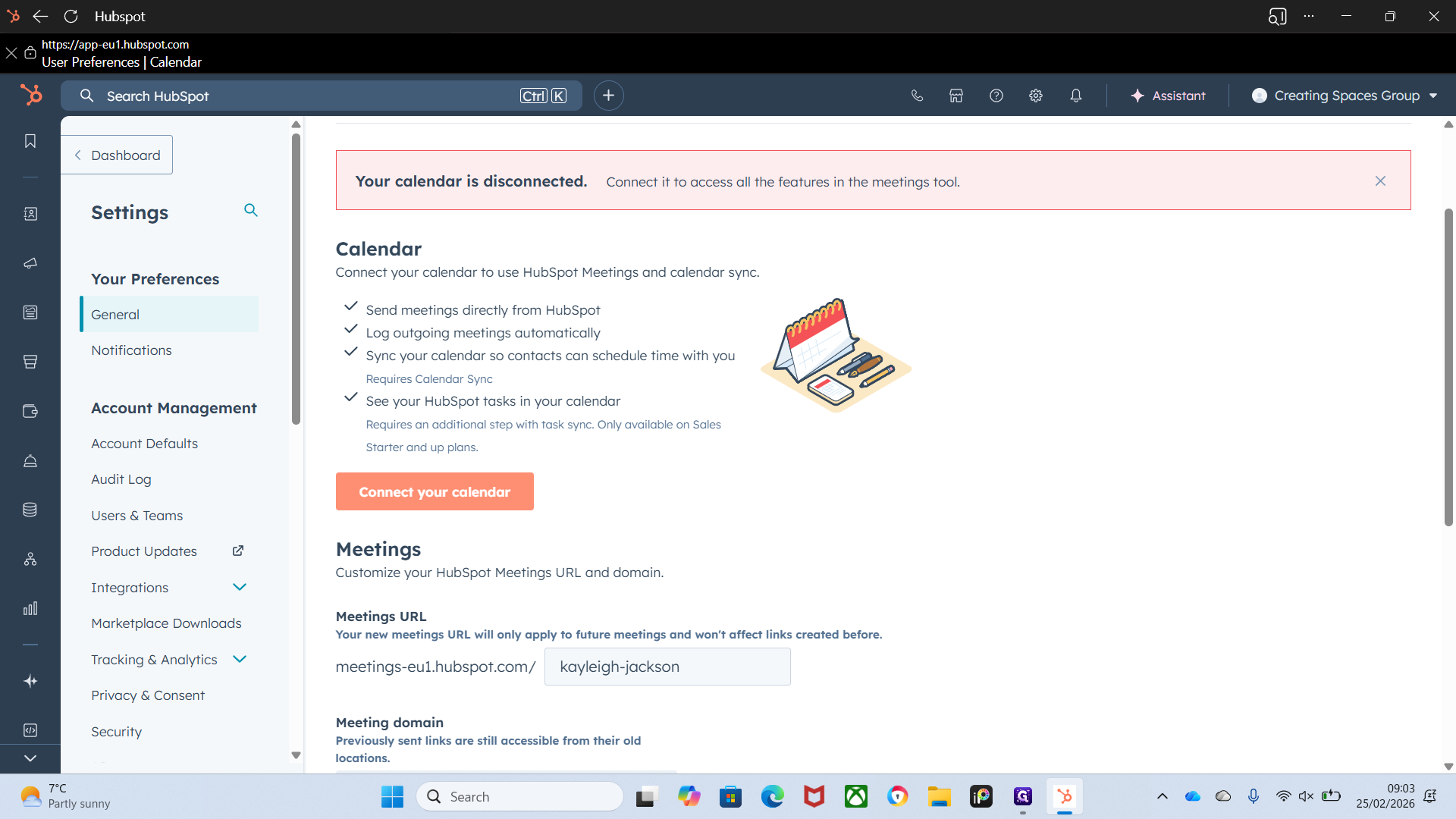 Step #7: Click on "Connect your calendar"