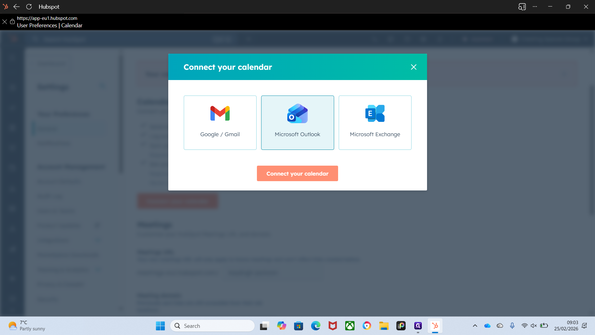Step #9: Click on "Connect your calendar"