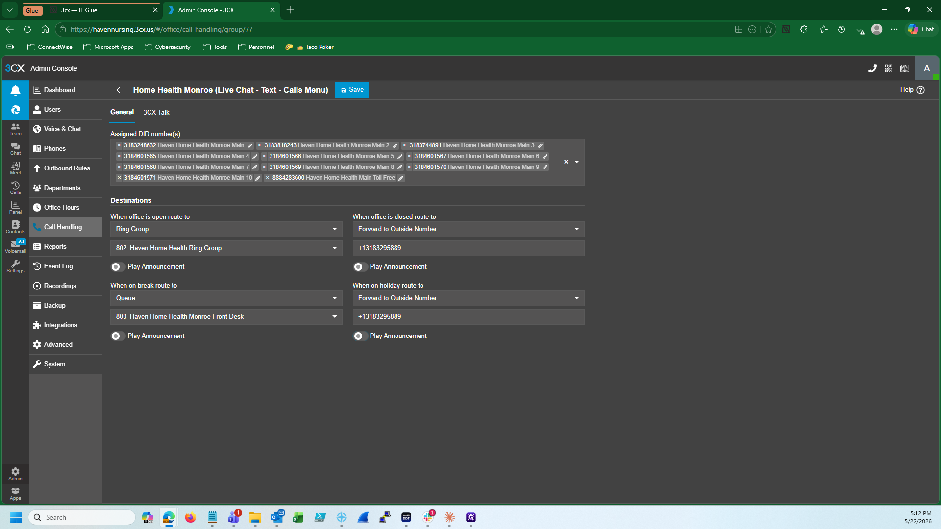 Step #24: To play a closing message before disconnecting, check the Play Announcement option and upload the required file.