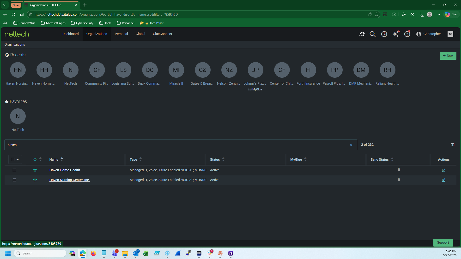 Step #3: Select the appropriate organization record from the search results.