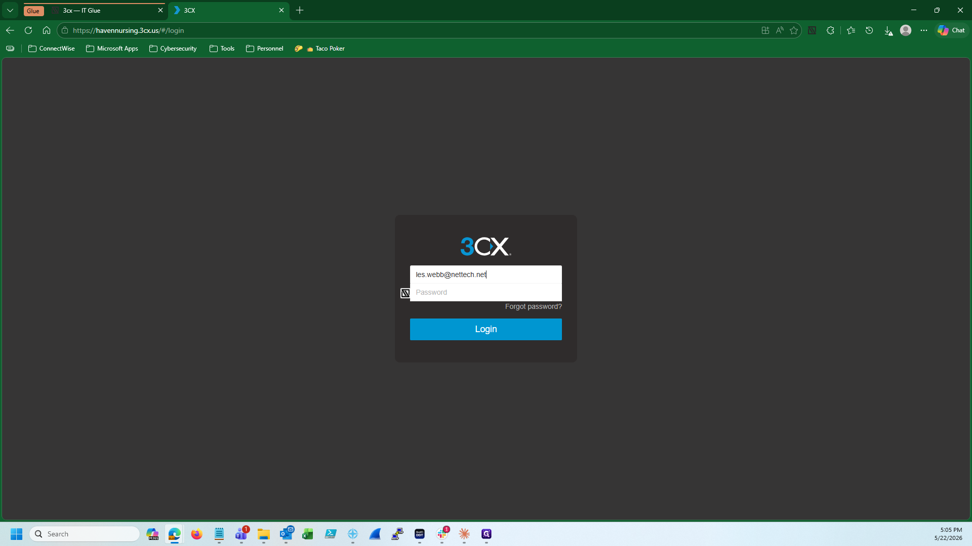 Step #9: Paste the username into the 3CX login portal.