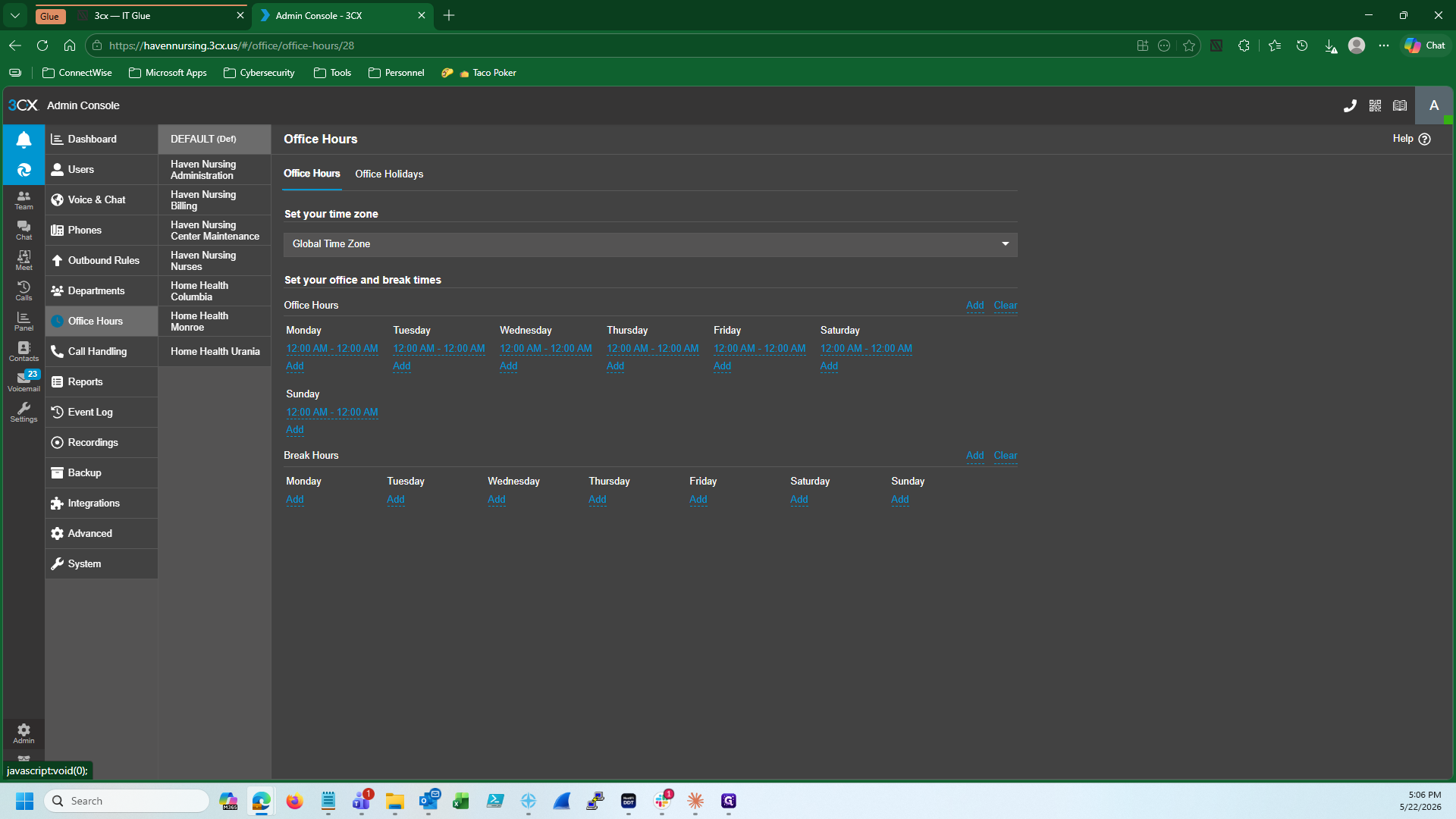 Step #14: Select the Office Holidays tab.