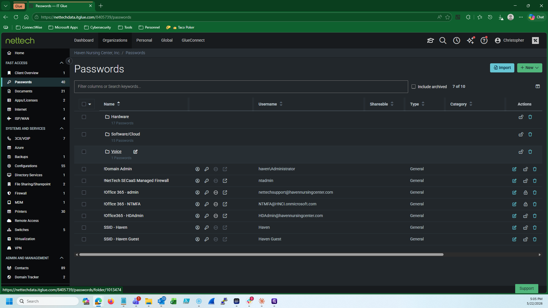 Step #5: Select the Voice folder to filter the password list.