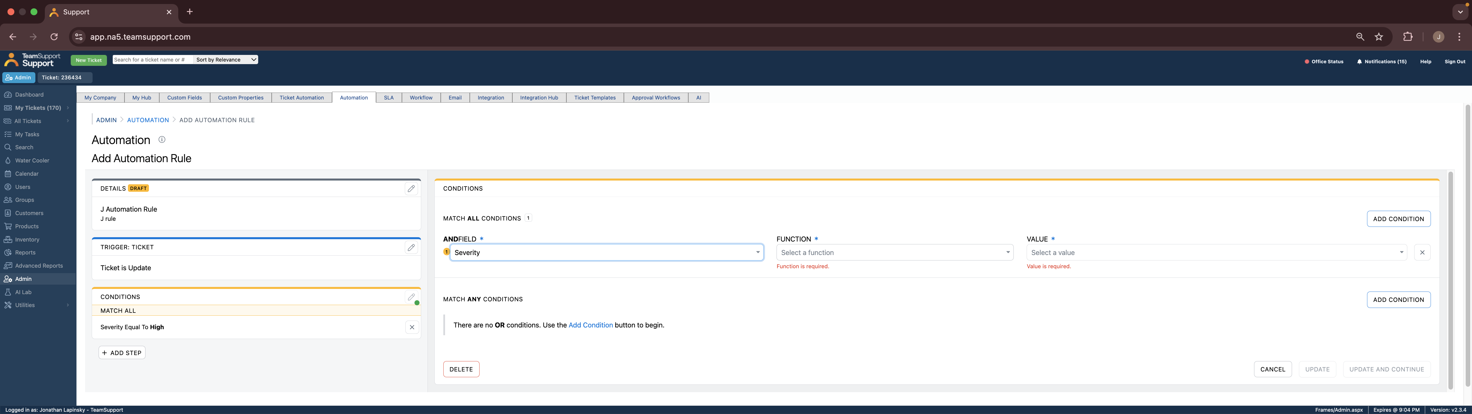 Step #4: Click on "Select a function"