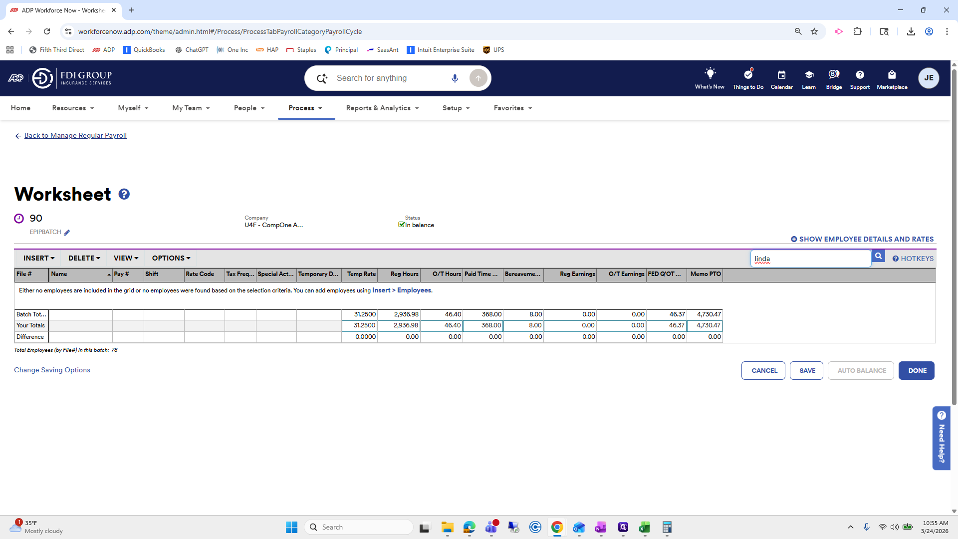 Step #85: Click on "← Back to Manage Regular Payroll"