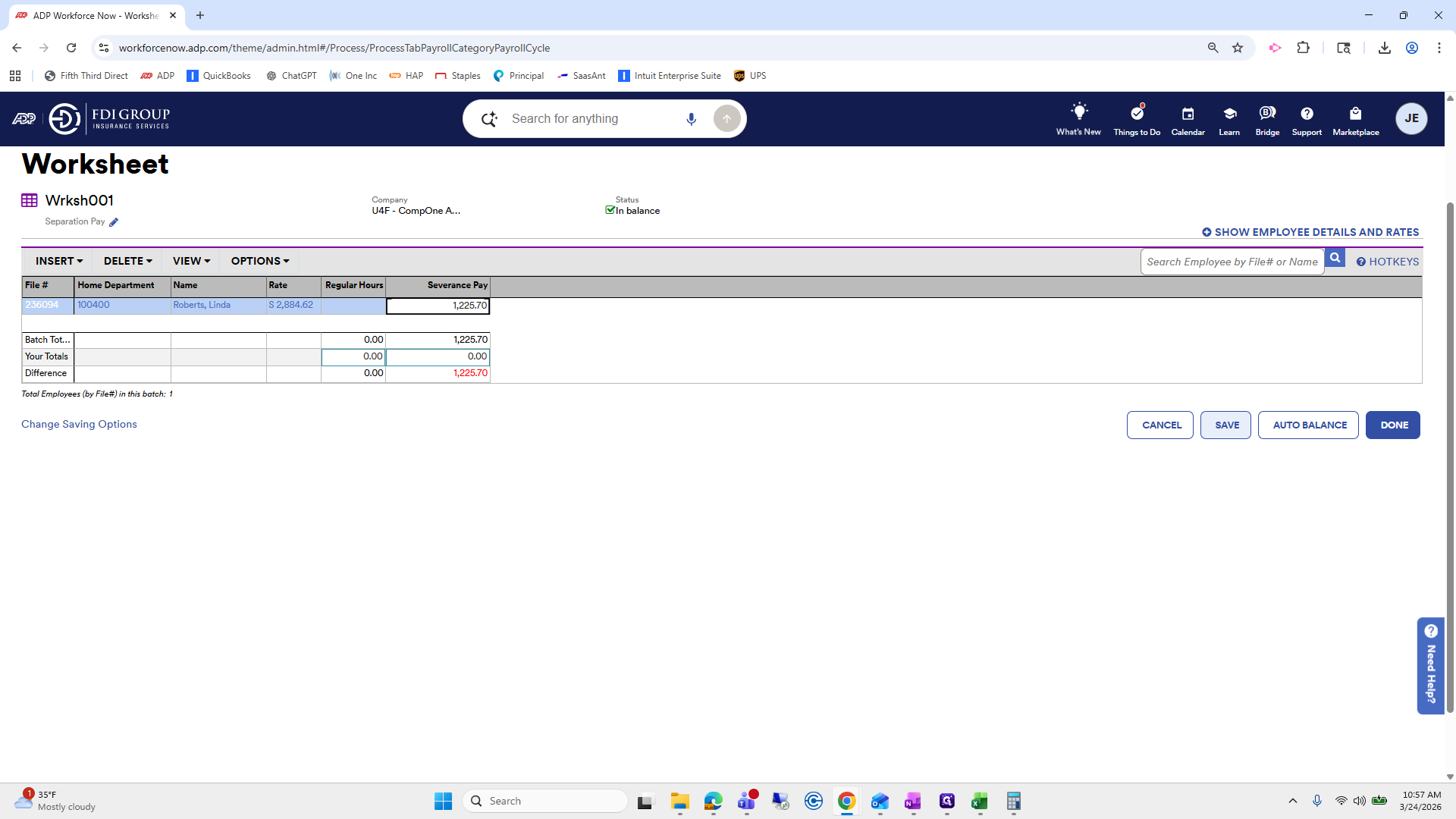 Step #130: Click on "AUTO BALANCE"