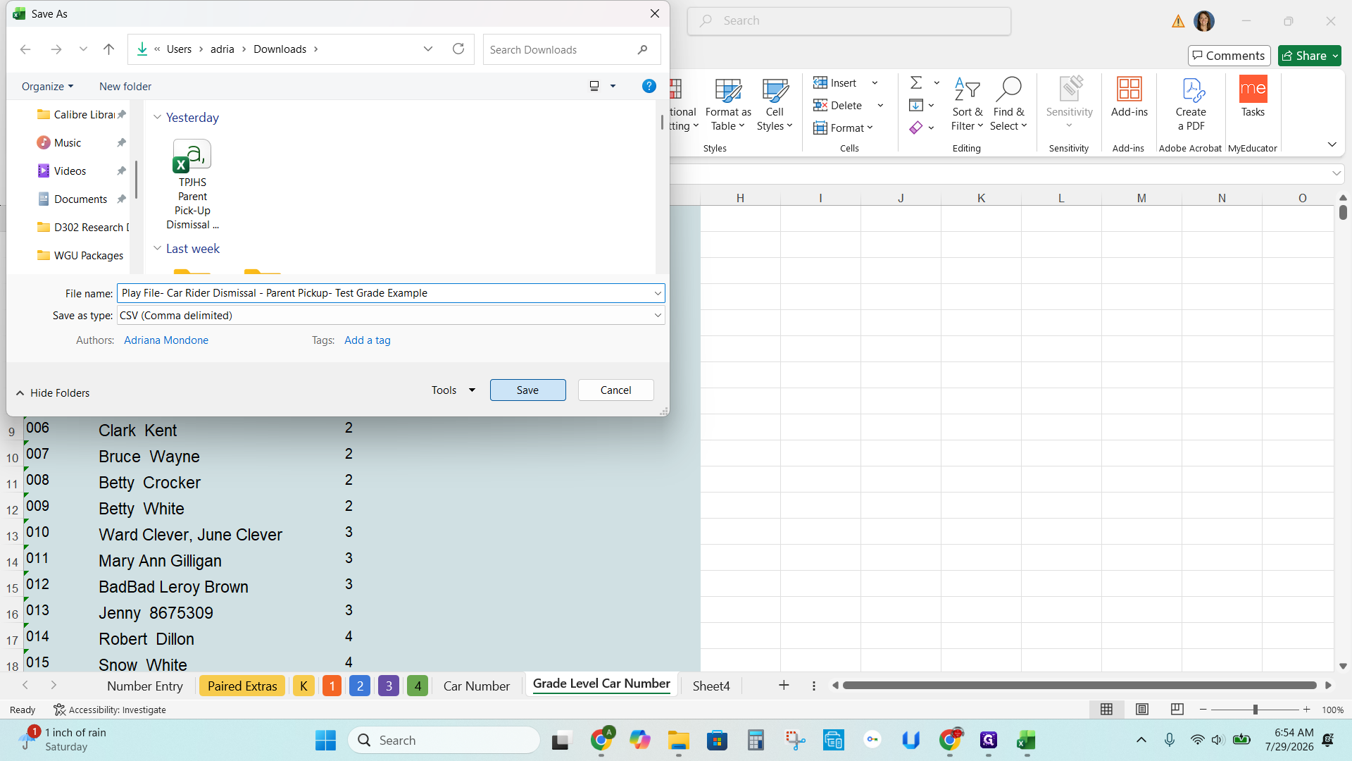 Step #11: Save the CSV file to your local Downloads folder.