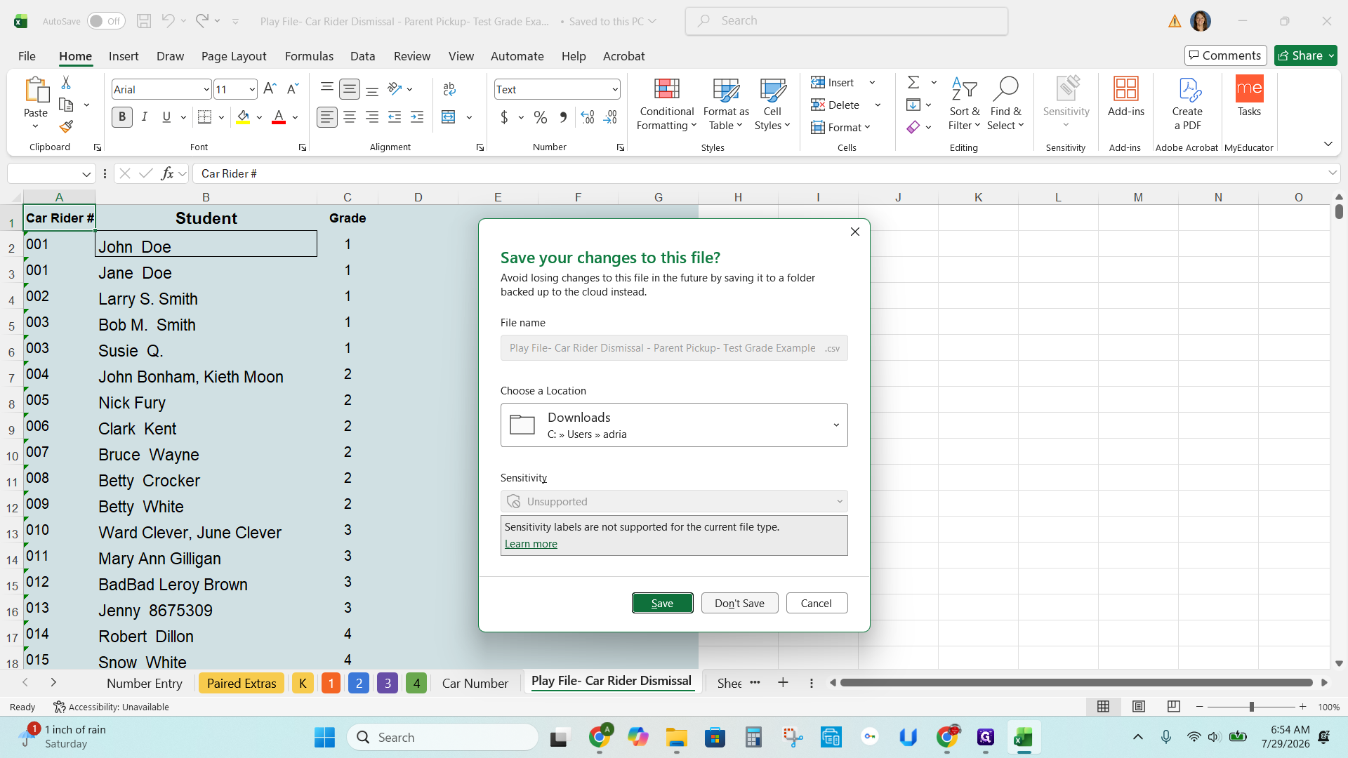 Step #13: Close the Excel workbook. If prompted to save any remaining changes to the workbook, click Don't Save.