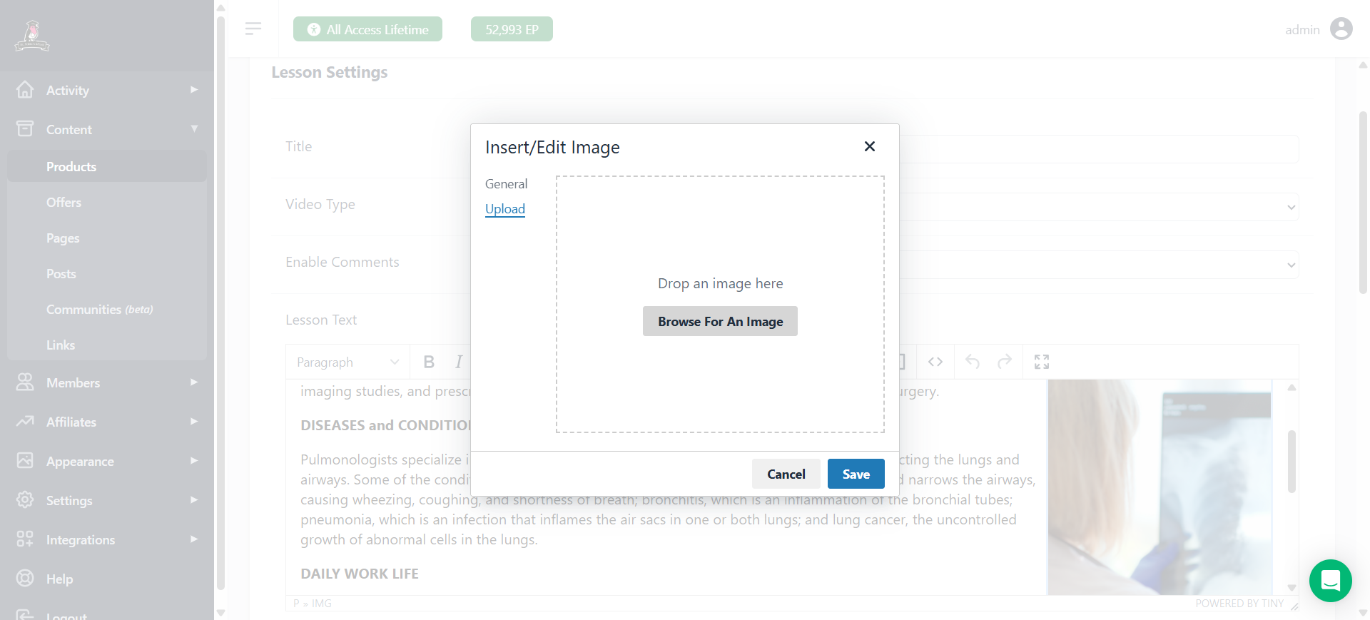 Step #4: Click "browse for an image" and choose the correct image. I'd recommend using the COLORING PAGE for MedPath Level 1 and the CAREER PAGE for MedPath Level 2 and 3.