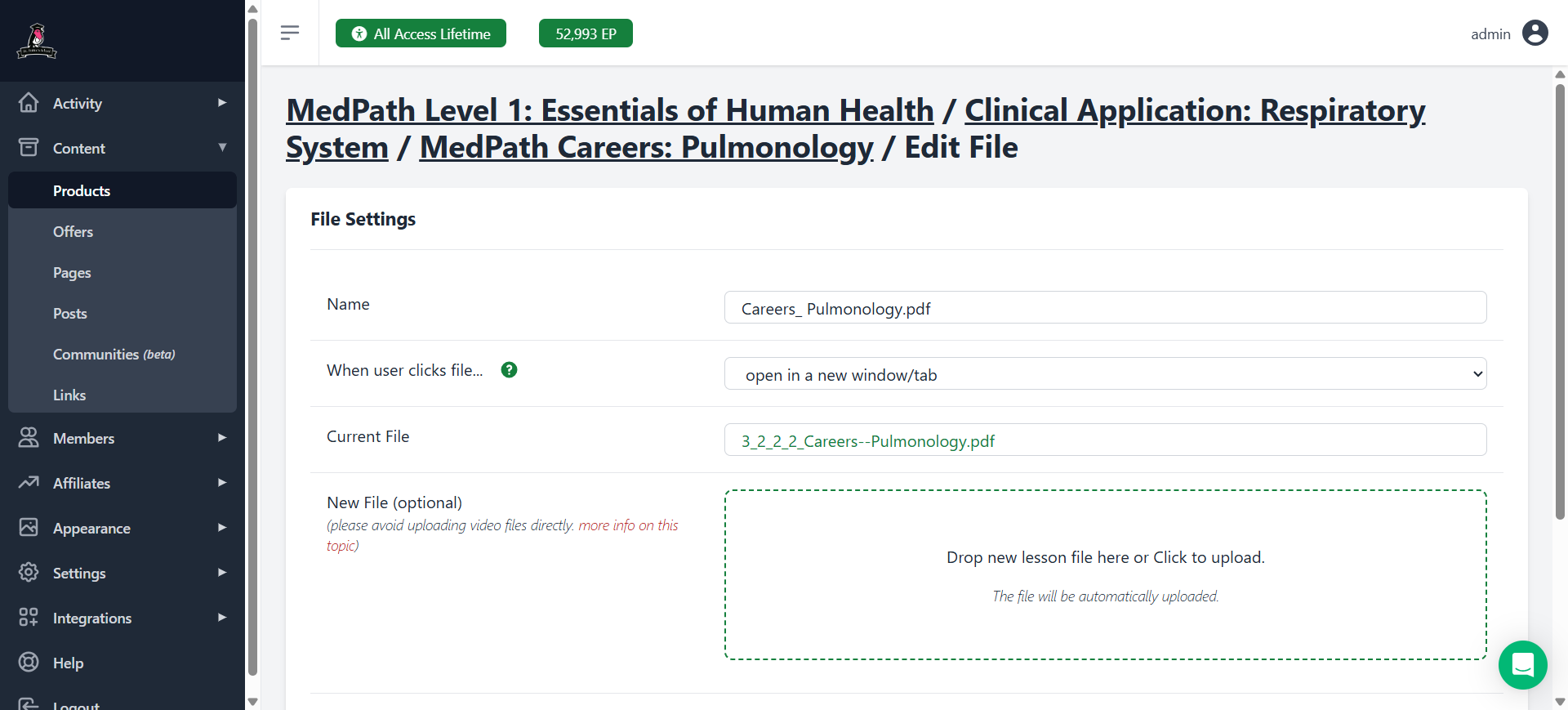 Step #8: Click on the "Drop New File Here" box to replace the file or scroll down to delete it completely
