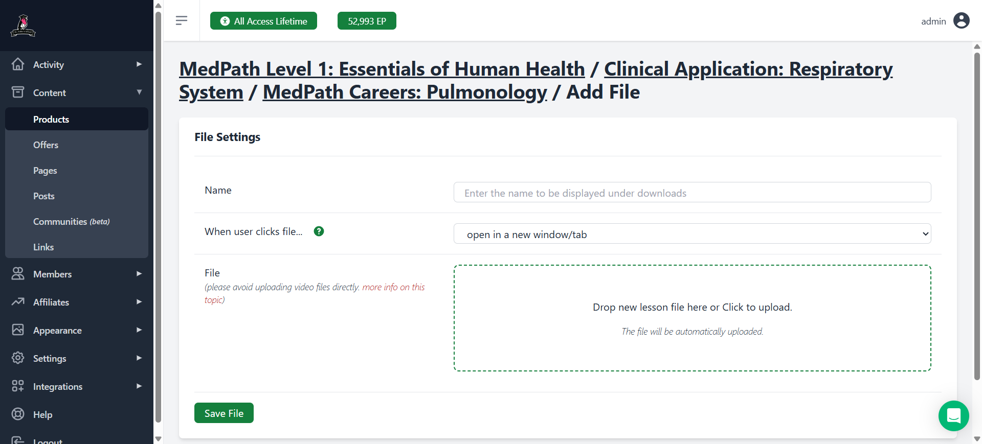 Step #13: Then click on the "drop new lesson file here" box and choose the correct file.