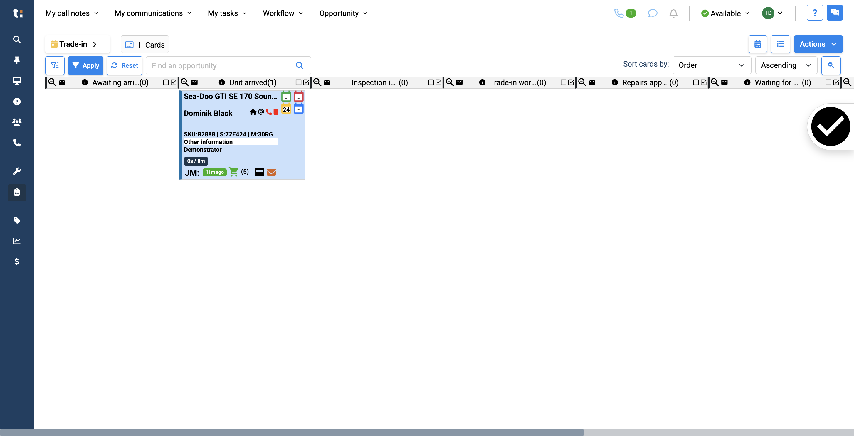 Step #5: This brings us back to our workflow. You can see that the card started in the first column and is now in the second column.