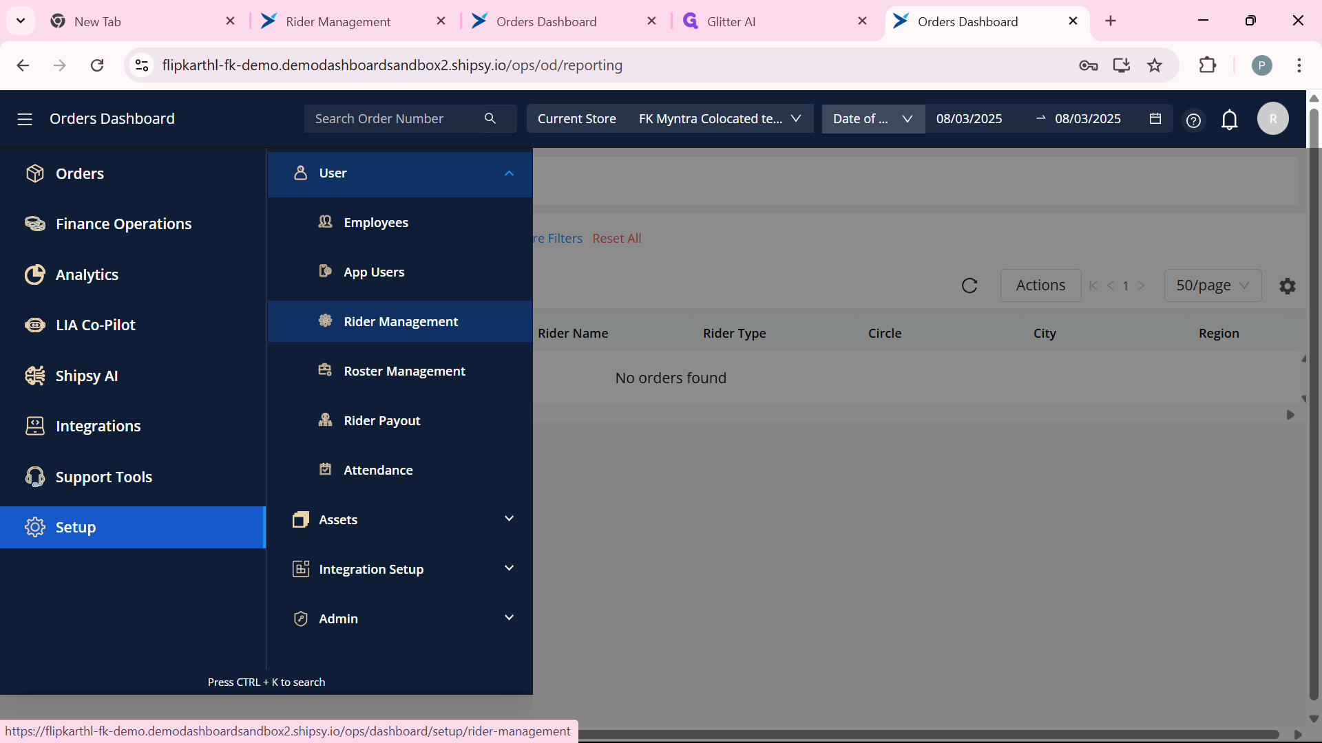 Step #8: Under User Choose "Rider Management"