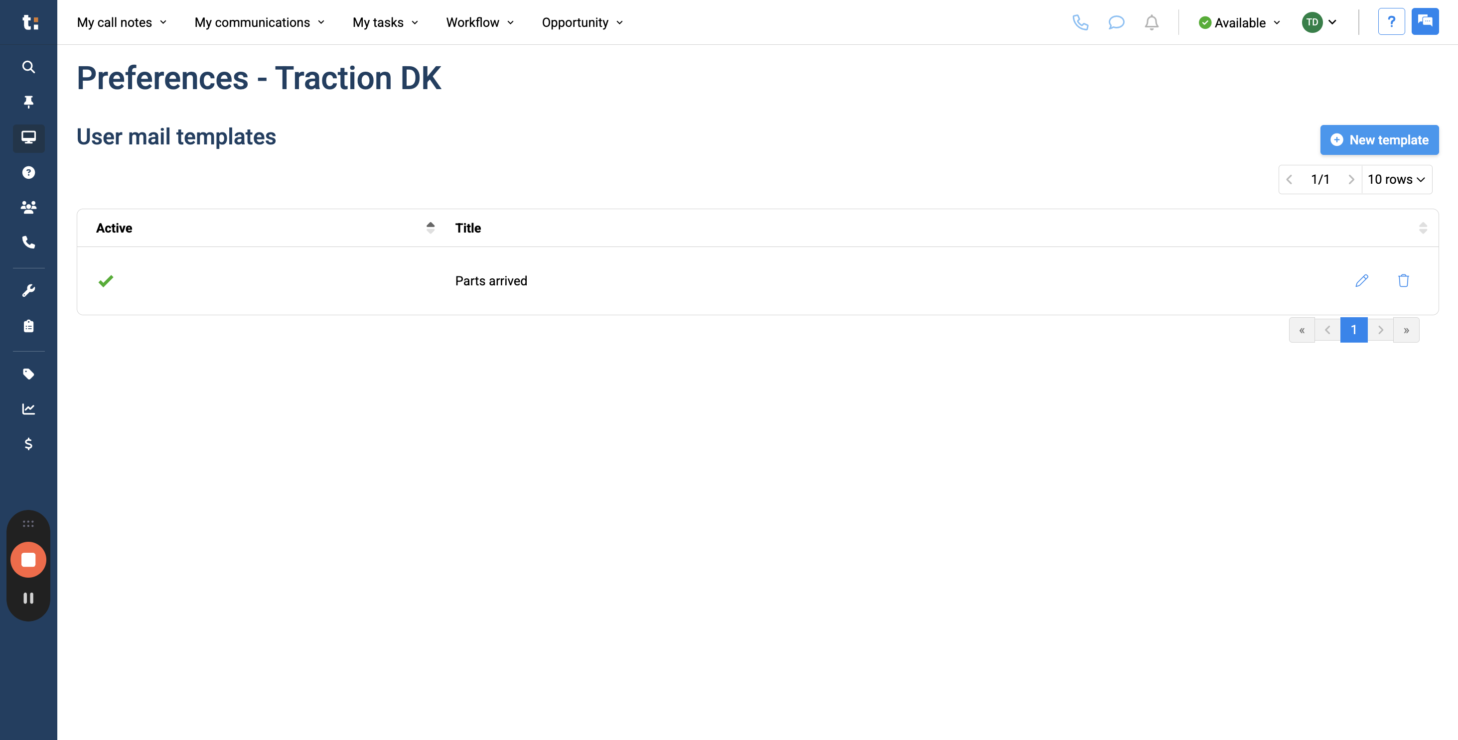 Step #3: In My Preferences, you see a list of existing templates. To create a new template, click the New Template button.