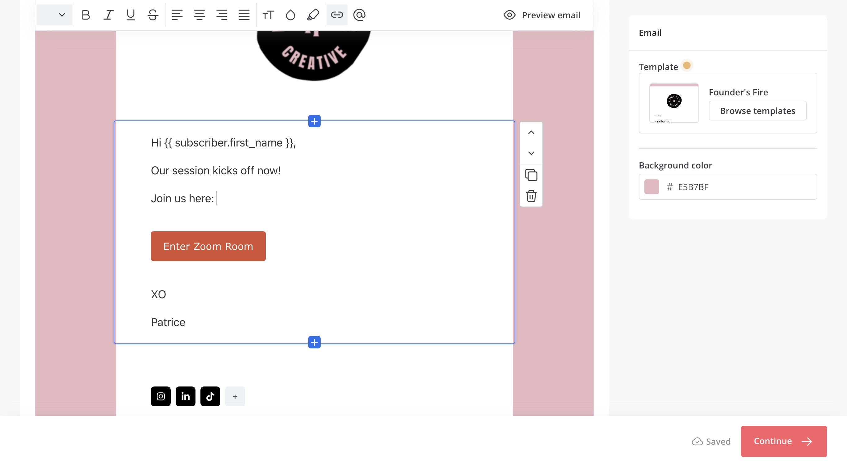 Step #7: Here you can make changes to the email body