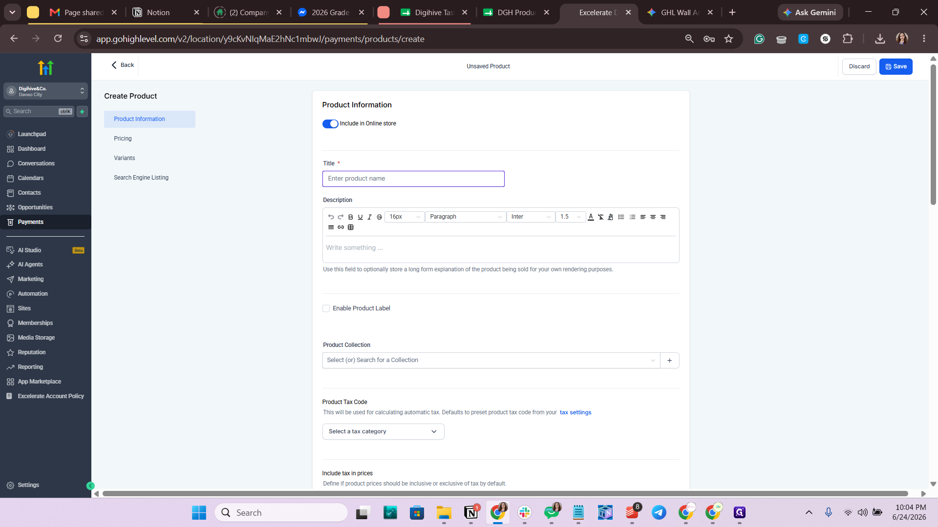 Step #6: Copy the product title from the spreadsheet and paste it into the Product Name field.